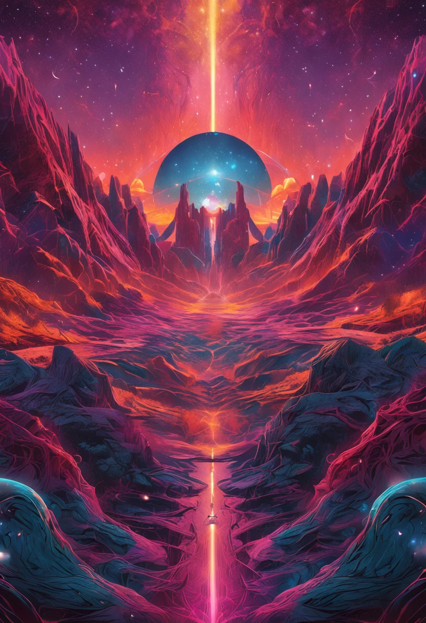 Beautiful Cosmic Landscape,centred,symmetry,painted,intricate,volumetric lighting,beautiful,rich deep colours,masterpiece,sharp focus,ultra detailed,in style of Dan Mumford and Marc Simonetti,astrophotography