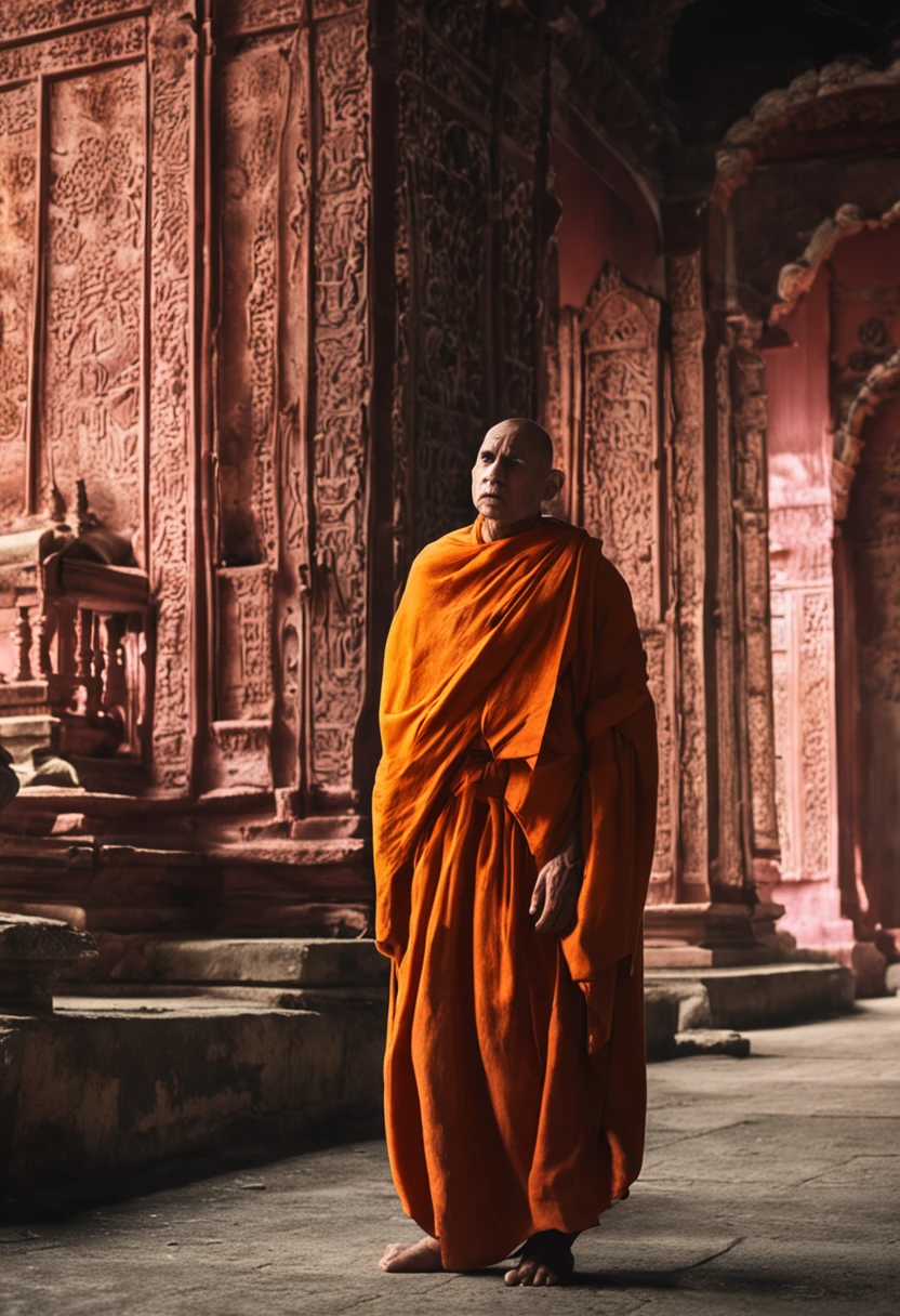 Dying monk looking somewhere