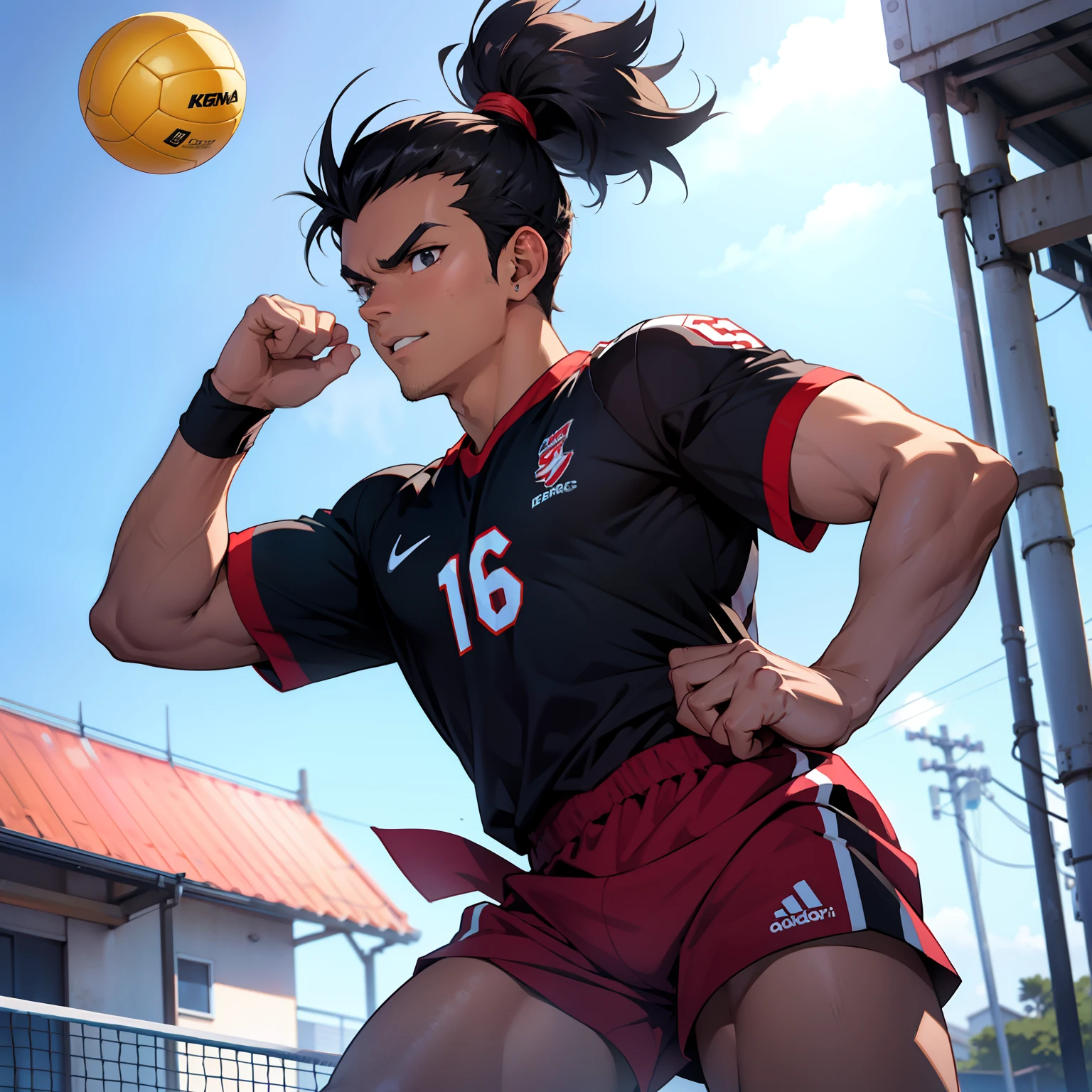 Jogador de voleibol, 2d, anime, branco e preto, 8k, 16k