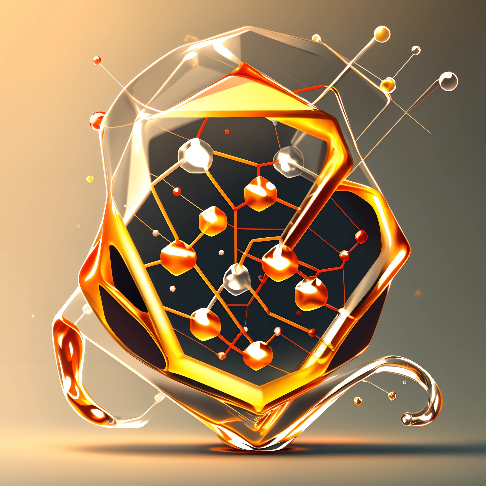 An emblem logo of a molecule, chemistry, 2D, vector art