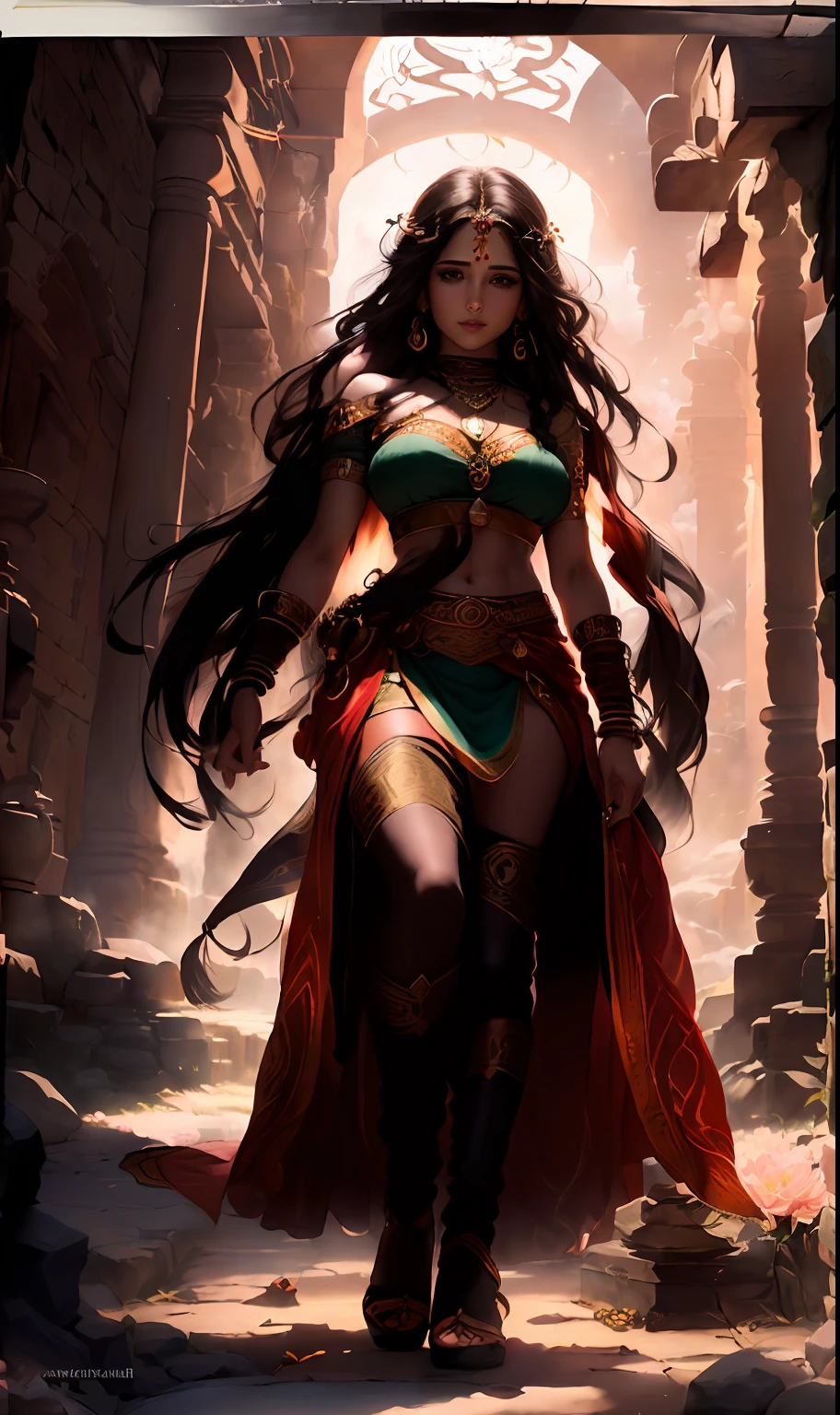 Egypt and the desert,One girl, High resolution, Long Hair, Black Hair, とてもLong Hair, Open your mouth a little, Highest quality, Textured skin, Shake your hair, Hime cut, Large Breasts, Pink eyes, Cleopatra,Widescreen, Viewfinder, Gold Jewelry,Dancing brilliantly,The most beautiful in the world,Stylish