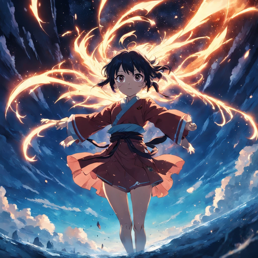 masutepiece, Best Quality, Movie Still, Floating in the sky, close-up, (sparks:0.7)