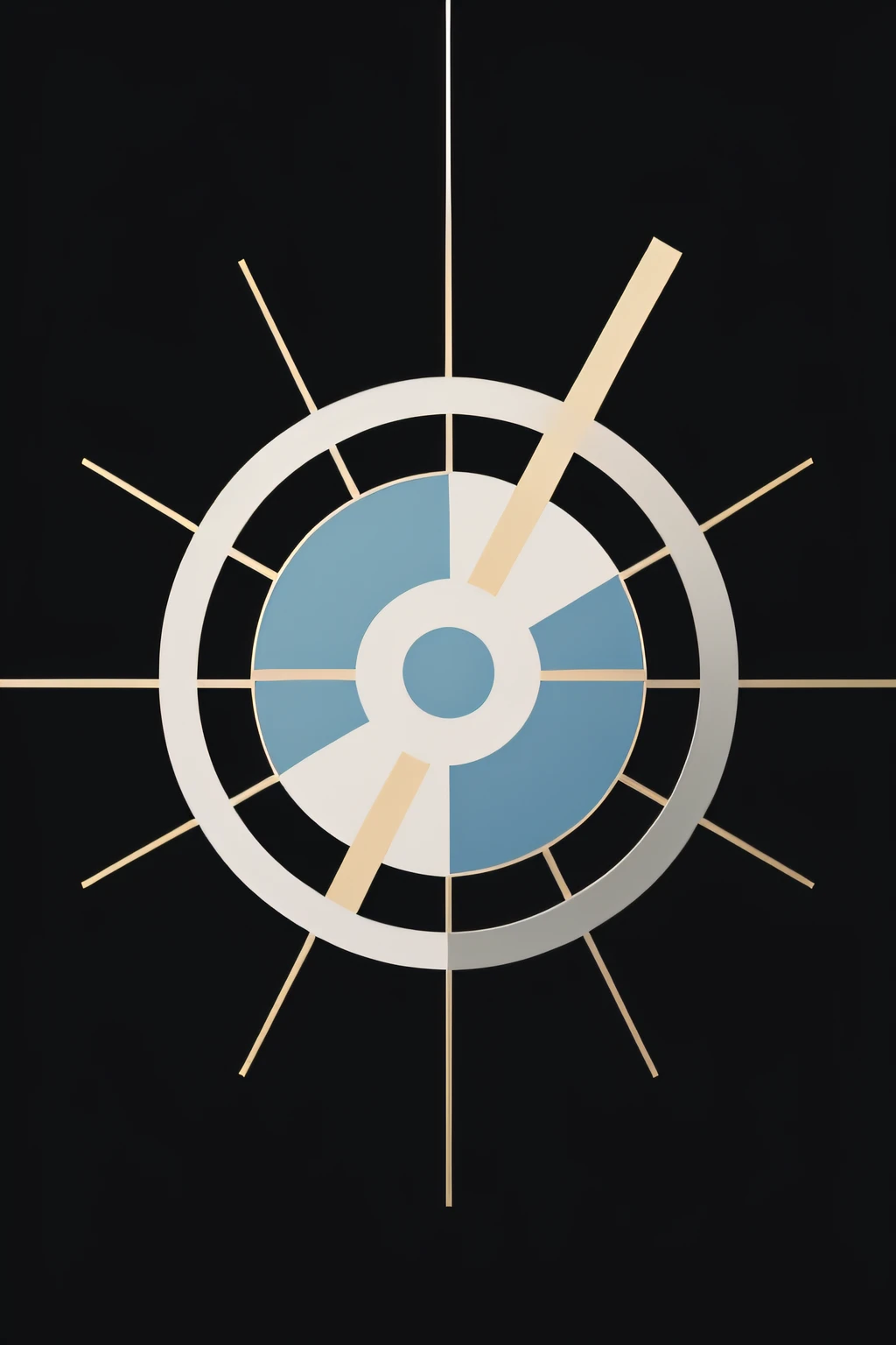 Create an image with a very simple and minimalist design that captures the essence of classical mechanics (Newtoniano), representing elements as forces, movimento, interaction of bodies and fundamental principles of physics.
