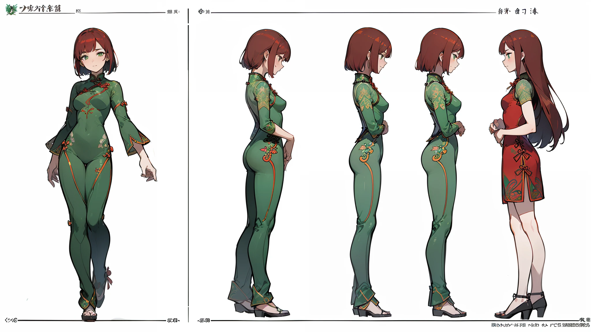 ((My Hero Academia Style)), ((kim possible)), cartoon, bodysuit, armor, ((Sexy armor)), ((perfect anatomy)), ((perfect hands)), ((perfect face)), ((super detailed)), ((full body photography:1.5)), ((High resolution)), ((concept art of character)), ((Character Design Sheet)), (Same role), (frontage), (Lateral face), (on back), ((three sided view)),