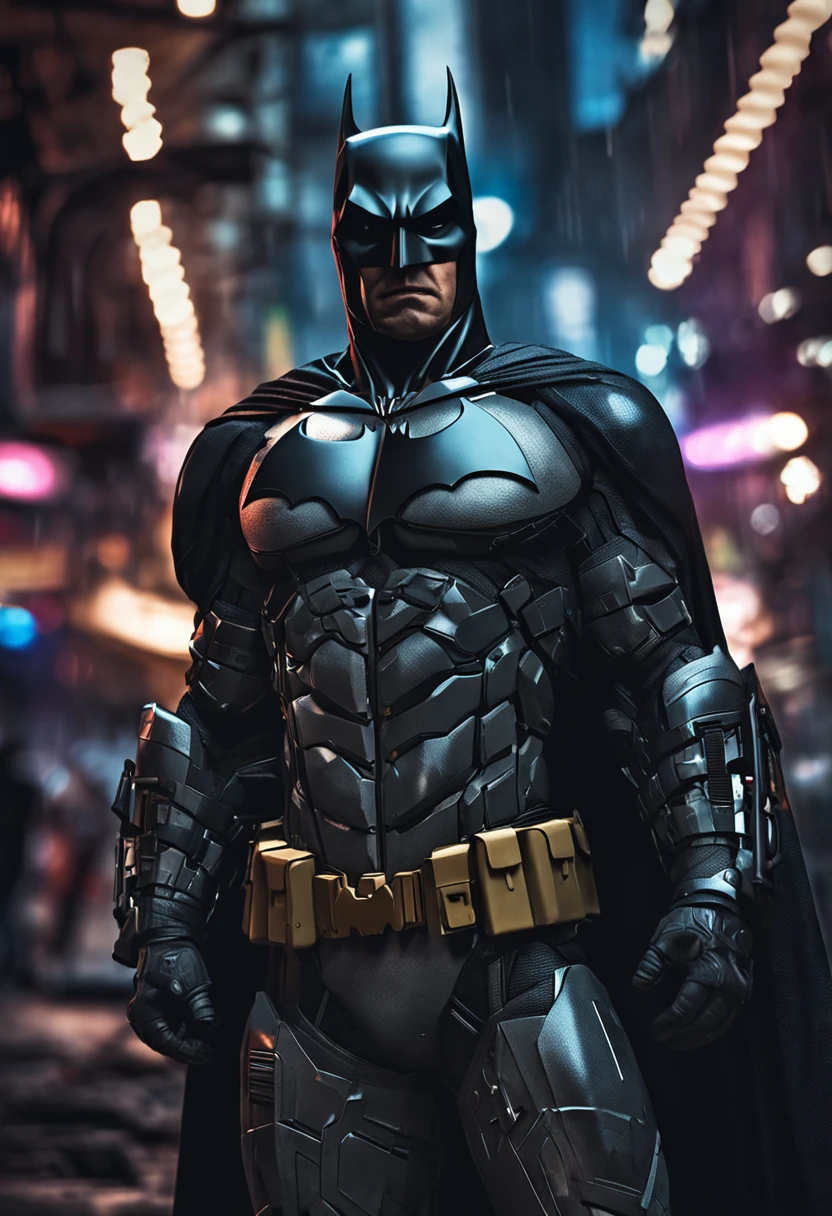 foto batman com uma armadura altamente detalhada, obra de arte, hi-tech, blender batman comic style night dark knight, Caped crusader