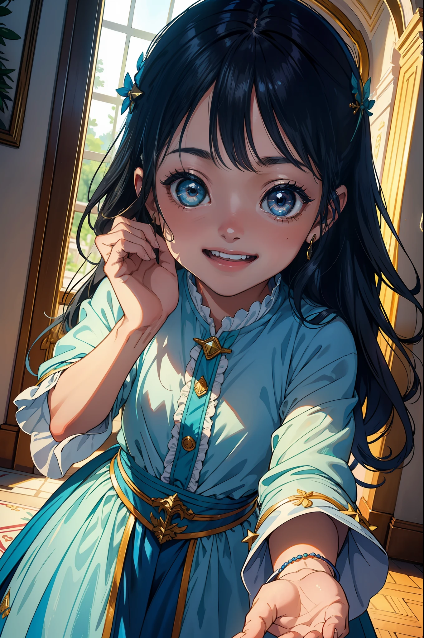 The youthful vibe of 10-year-old Lyanna shines through her appearance. Seus cachos iluminados pelo sol saltam a cada passo, um reflexo de sua energia sem limites. His bright, curious eyes seem to hold the promise of endless discoveries. Lyanna's costume is a palette of bright colors, reflecting its playful nature. His infectious laughter echoes through the palace, a reminder of the innocence and joy of childhood.