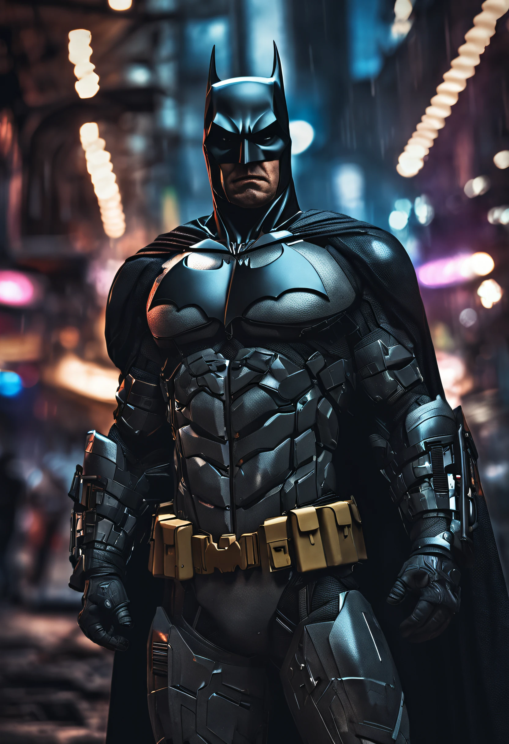 foto batman com uma armadura altamente detalhada, obra de arte, hi-tech, blender