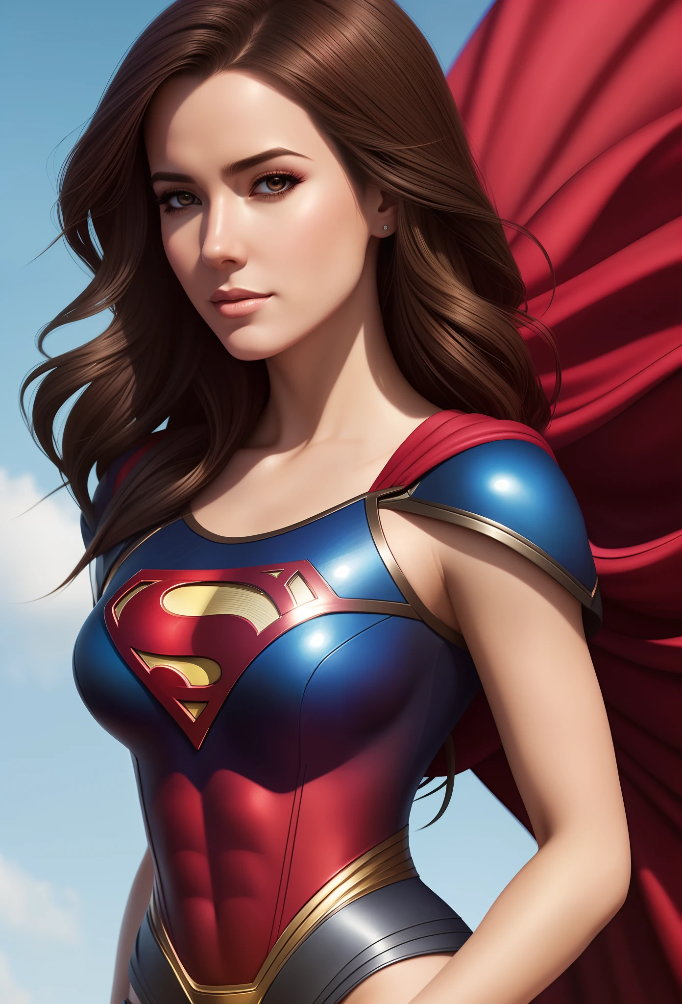 Um close up de uma mulher com uma fantasia de Superman posando, Lois van Baarle e Rossdraw, Artgerm e Lois van Baarle, Alena Aenami e Artgerm, Artgerm Julie Bell Beeple, Artgerm extremamente detalhado, deviantart artstation cgscosiety, Modelo IG | Artgerm, Estilo Artgerm