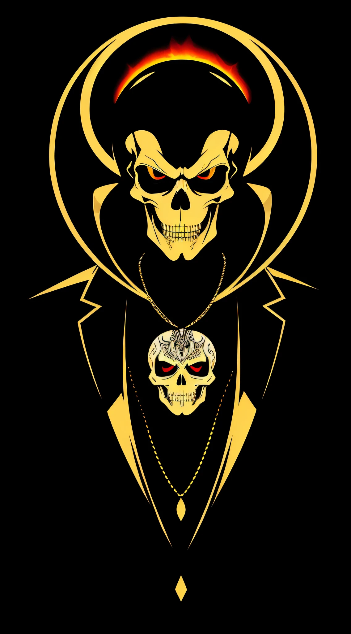 aviator, A mixture of clown and skeleton, Mexican décor, lucifer, Vector Flat, a gold, black, Aaron Horkey, extra high resolution, hiquality, (Volumetric effect)+++, (Image parallax effect)++
