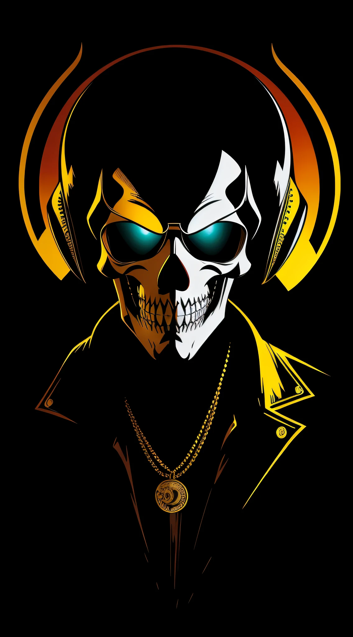 c4tt4stic,skull, mask, cat, bitcoin necklace, bitcoin
