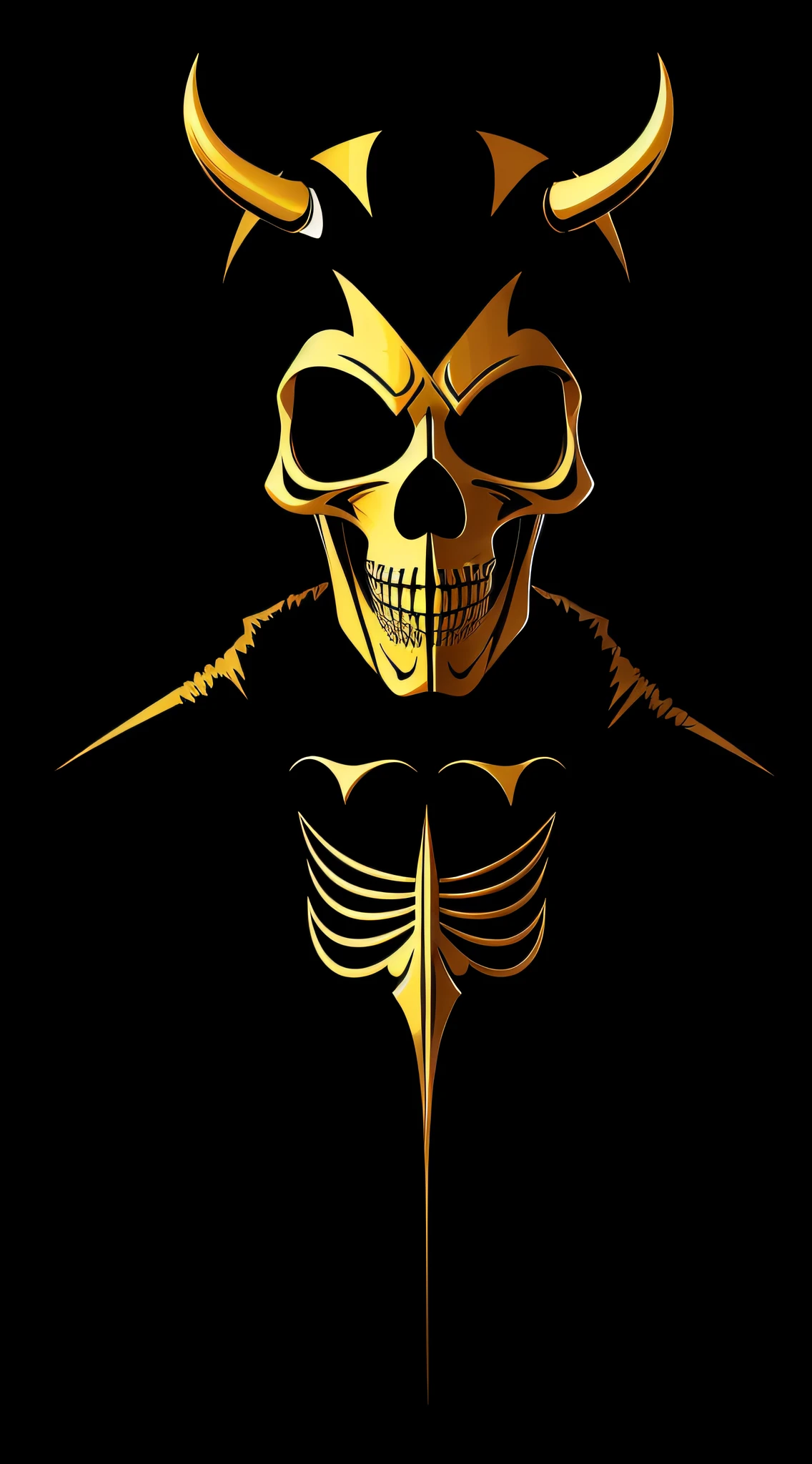aviator, A mixture of clown and skeleton, Mexican décor, lucifer, Vector Flat, a gold, black, Aaron Horkey, extra high resolution, hiquality, (Volumetric effect)+++, (Image parallax effect)++