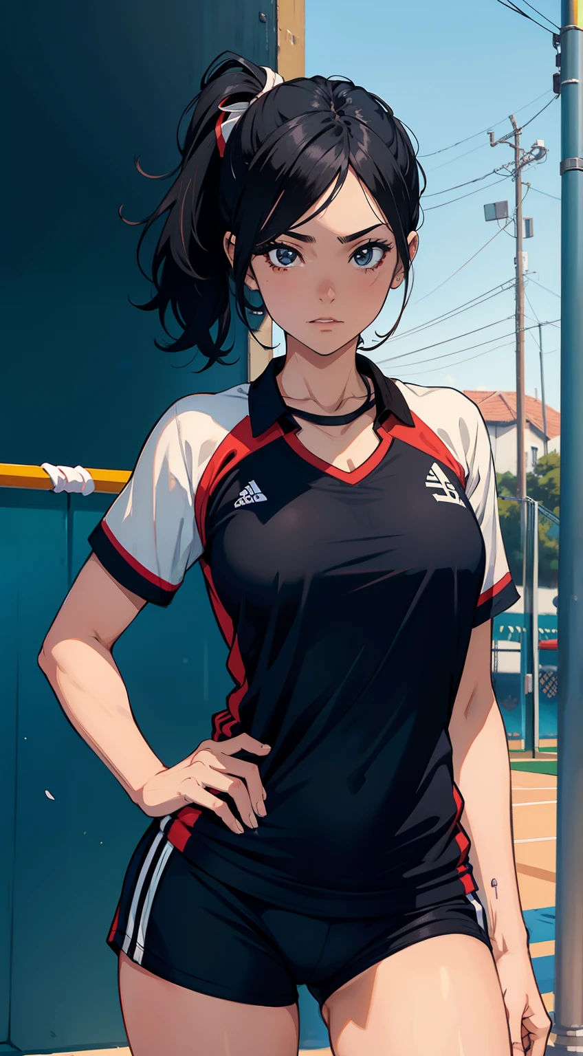 Jogador de voleibol, mulher, 2d, anime, branco e preto, 8k, 16k