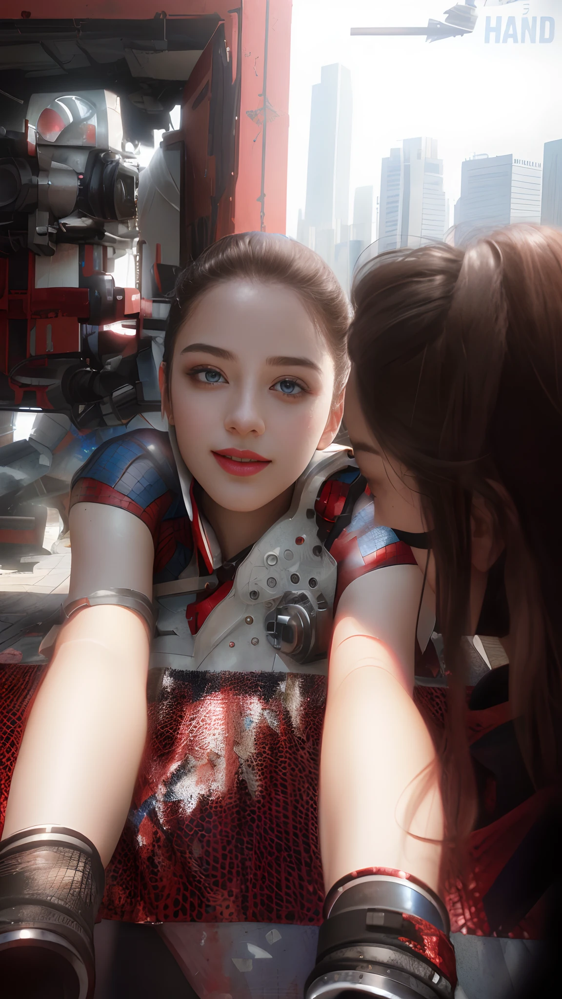 (1girl:1.3), solo, (((extremely detailed face))),(((extremely detailed eyes and face))),beautiful detailed eyes,body-parts__, official art, unified 8k wallpaper, super detailed, beautiful and aesthetic, beautiful, masterpiece, best quality, raw, masterpiece, super fine photo, best quality, super high resolution, photorealistic realism, sunlight, full body portrait, amazing beauty,, dynamic pose, delicate face, vibrant eyes, (from the front), she is wearing a Spider-man suit, red and black color scheme, spider, very detailed abandoned warehouse background, Detailed face, detailed complex busy background, messy, gorgeous, milky white, highly detailed skin, realistic skin details, visible pores, sharp focus, volumetric fog, 8k uhd, DSLR, high quality, film grain, fair skin, photo realism, lomography, huge metropolis in future dystopia, seen from below, translucent