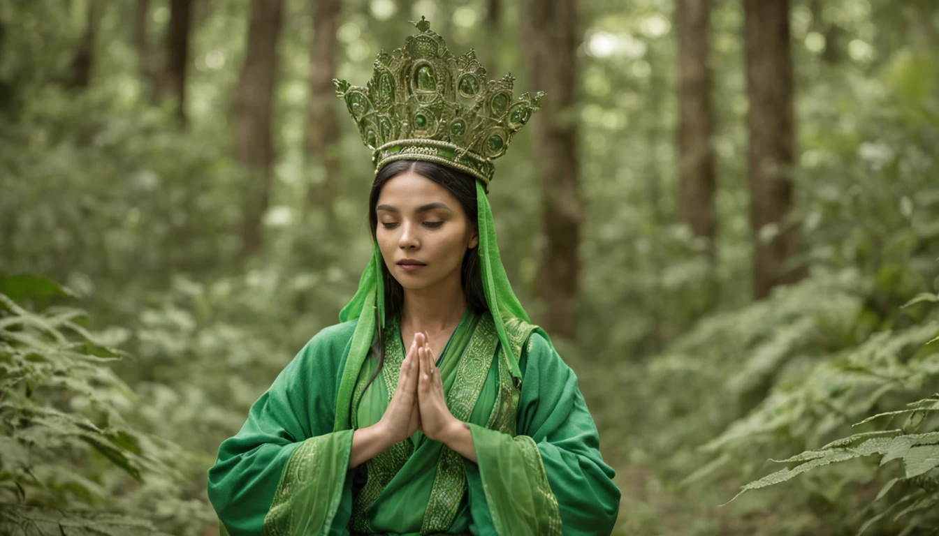 Crimaster part:1.2),melhor qualidade,Pisif,taoist,(meditation:1.1), sozinha,magical forest,Jesus Crist , a Meditar de pernas cruzadas, Bright green magic matrix, Realistic
