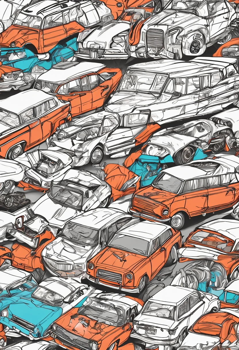 pronts de folhas em branco com desenhos de carros para coloriri