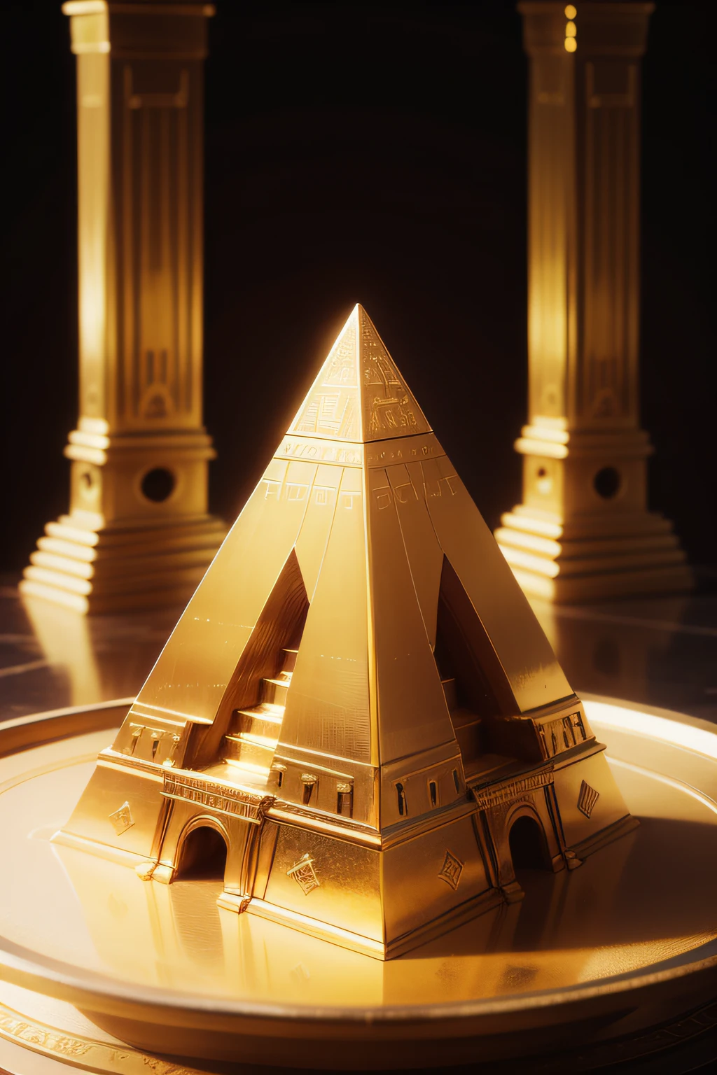 ancient pyramid from the time of Atlantis with golden top