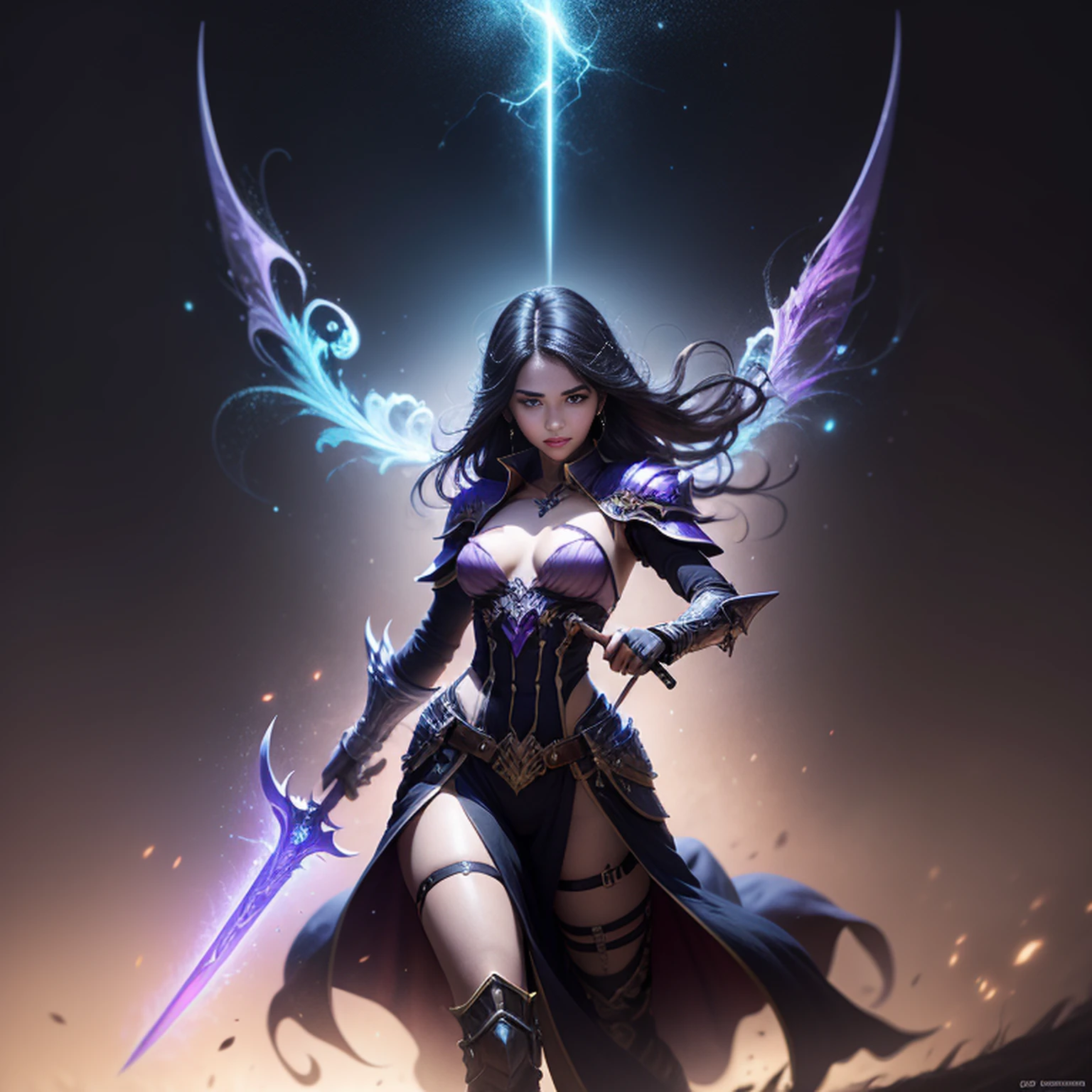 a closeup of a purple sword with a black handle with lights around it, war blade weapon, intricate fantasy spear, fantasy blade, arma de fantasia, huge oversized sword, Espada irregular, espada grande, espada enorme, espada de fantasia, style of ghost blade, armored sword blade, equipe draconiana, Lance realista, arte da arma do RPG de fantasia, epic fantasy weapon art, , fotografia, icone de jogo, icone profissional,(obra prima)(Ultra realista),(Ultra Dealhado),(melhor qualidade),(Ultra Detalhado),(simetria perfeita:1.3)