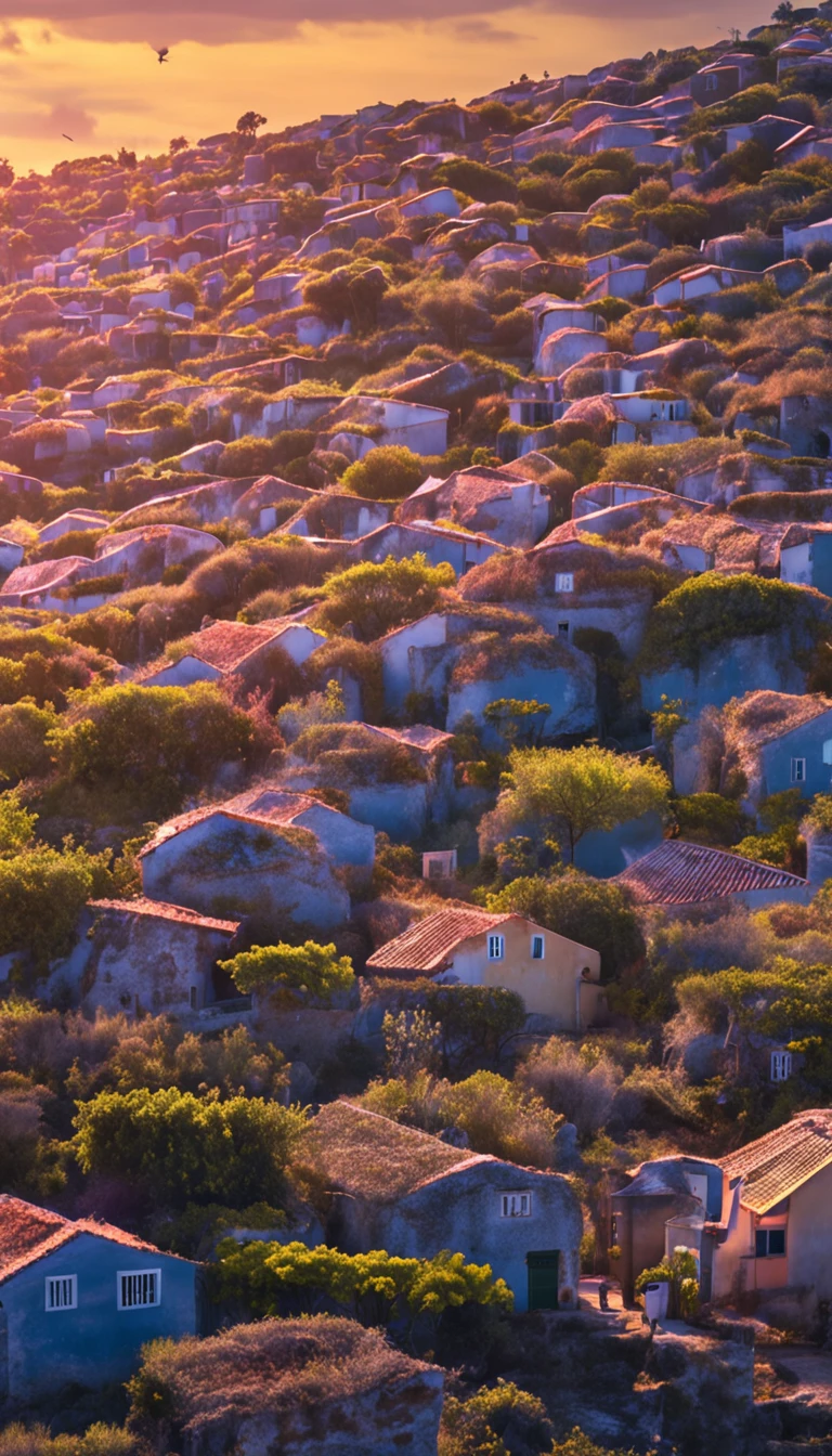 ceu azul em portugal, num campo florido