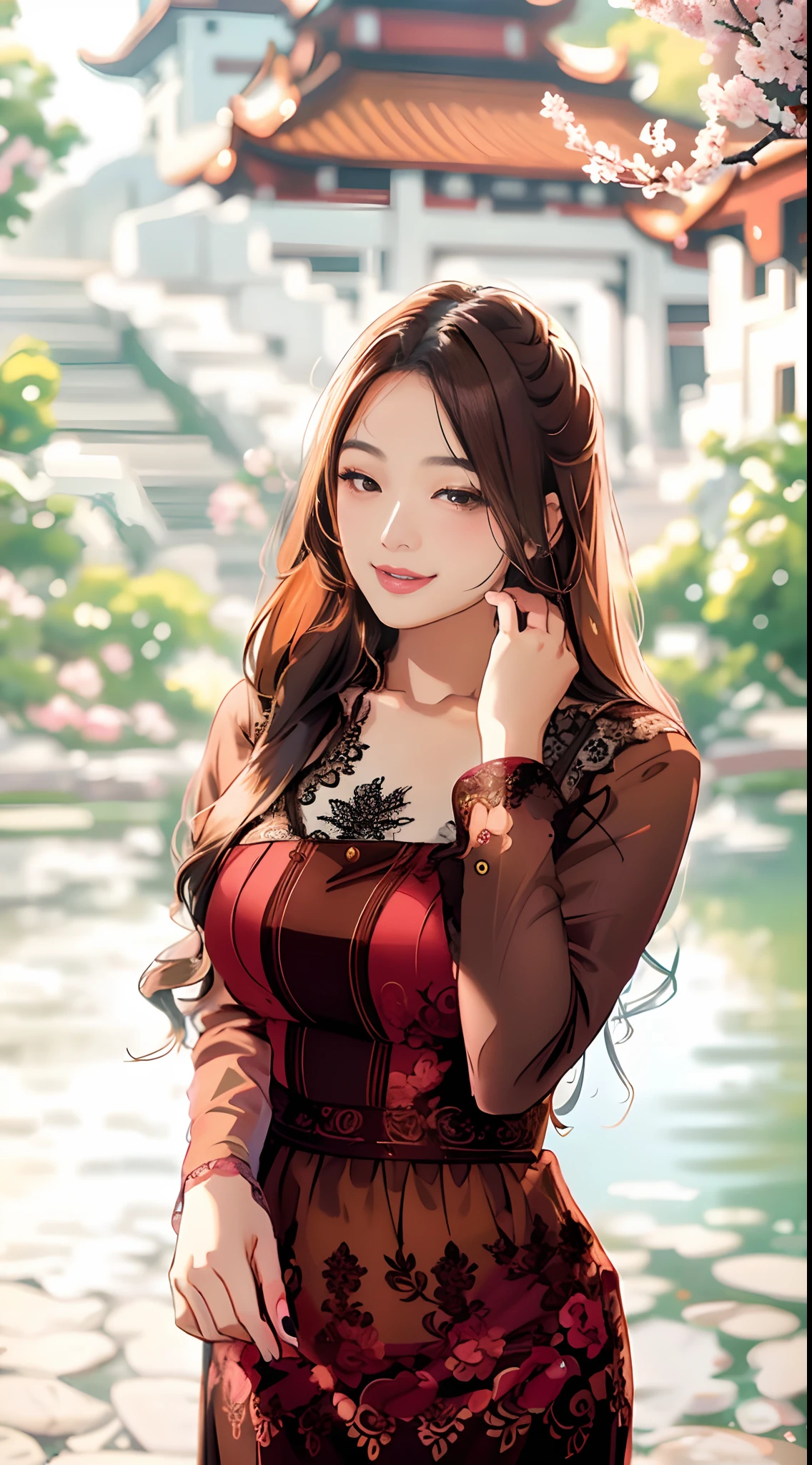 a close up of a woman in a dress posing for a picture, in lace brown dress, beautiful asian girl, lovely woman, asian girl, korean girl, anime thai girl, asian girl with long hair, an asian woman, a young asian woman, vietnamese woman, very beautiful girl, beautiful asian woman, asian woman, young asian girl, beautiful south korean woman