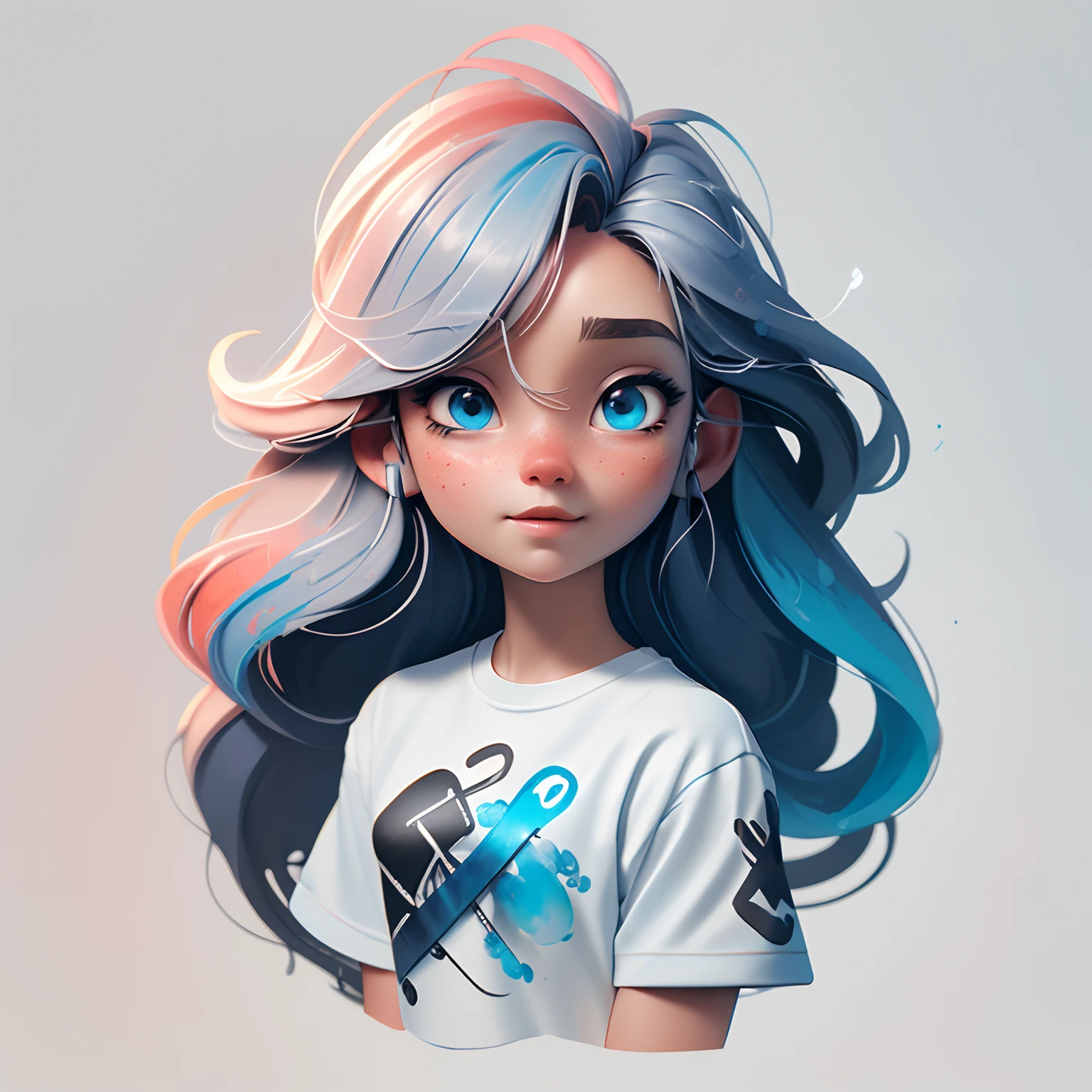 ready-to-print vector t-shirt art graffiti illustration of a rounded metallic complex Robot AI logo ： blue messy steel head, oil painted, perfect face, perfect face, intricate image, shades of blue，light red color added, 1024K resolution，rayban lens, A ArtStation digital painting, it is smooth and very flowing black ink：photorealistic masterpiece：intricately detailed fluid gouache painting：Written by Brunna Mancuso：calligraphy：propylene：watercolor art，Professional photographed，natural lighting，Minimalistic volumetric lighting photo illustration ：Written by Marton Bobzert： intricate，Ellegance，Sprawling，magical dream，Hair on fire，full of life, 3d illustration, Adobe illustration, artwork centered, scratch paint design, planet splash, ultra white background, add fluorescent vivid many artistic oil colors, add music symbols and figures, add techno music concept objects, add 77 number on tshirt, change color to black on tshirt, add a cap