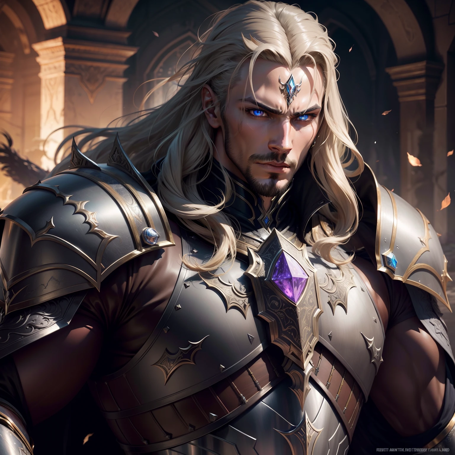 Castlevania Shadow Lord hyper realistic super detailed beautiful muscular Moroccan armor super realistic super detailed Brilliant armor eyes crystal eyes riding great Legendary horse super detailed