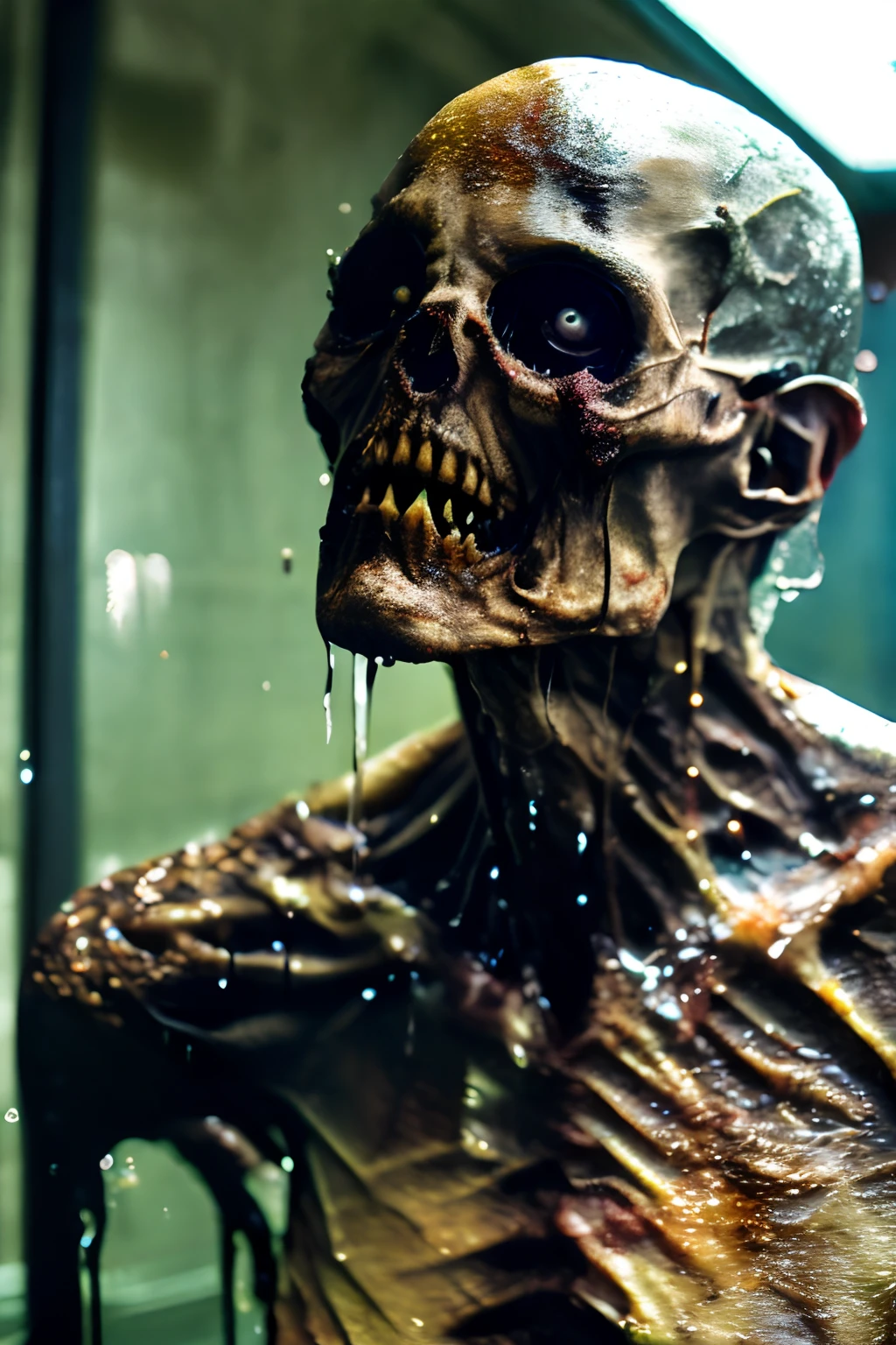 grotesque monster, sub surface scattering, shiny wet skin, bleeding eyes