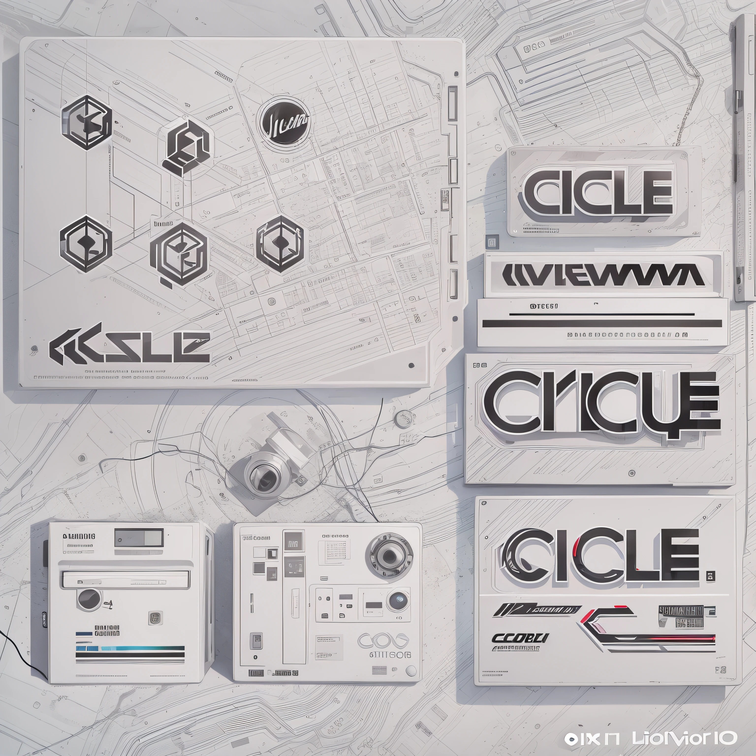 crie uma logo com o nome "cicle" based on electronic music