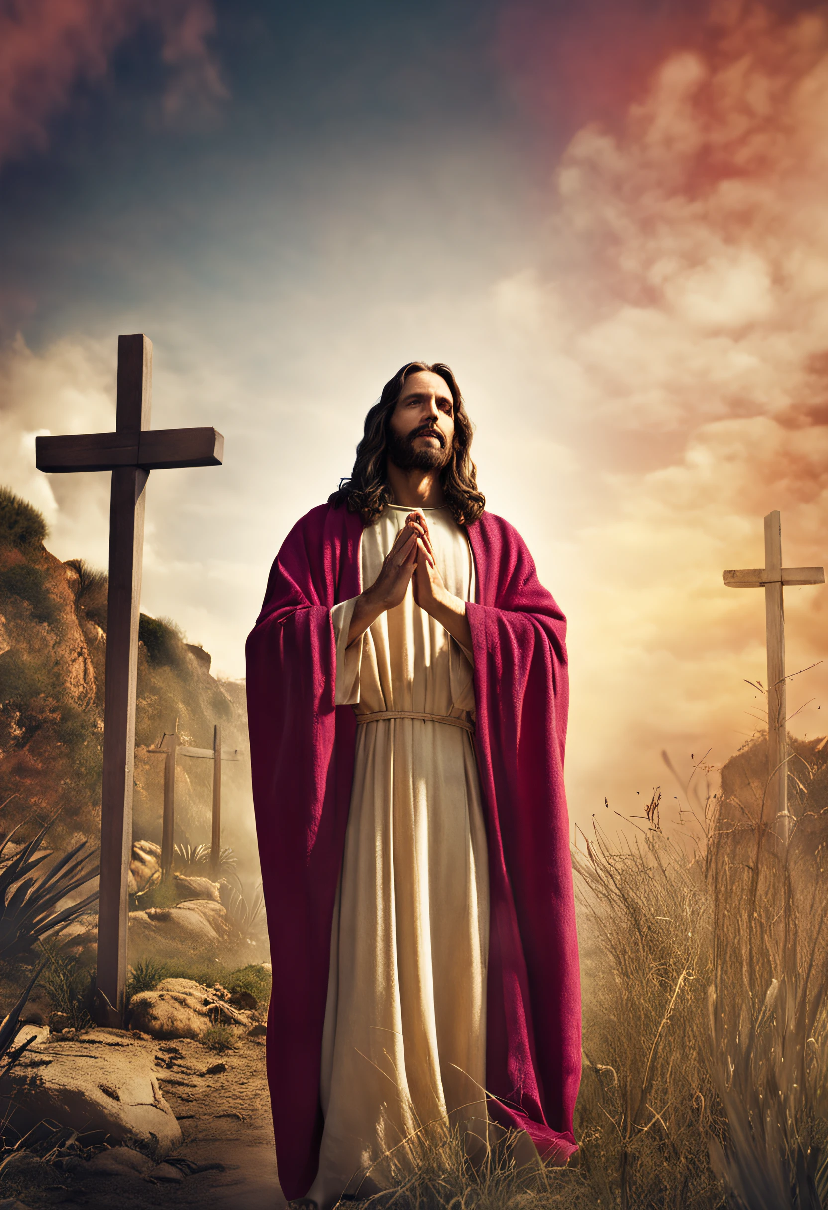 imagem de jesus cristo ,with hands in prayer