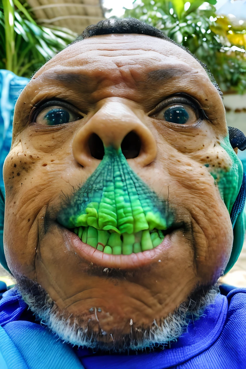 guttonerdvision10, monstro grotesco, espalhamento subsuperficial, pele molhada brilhante, olhos sangrando