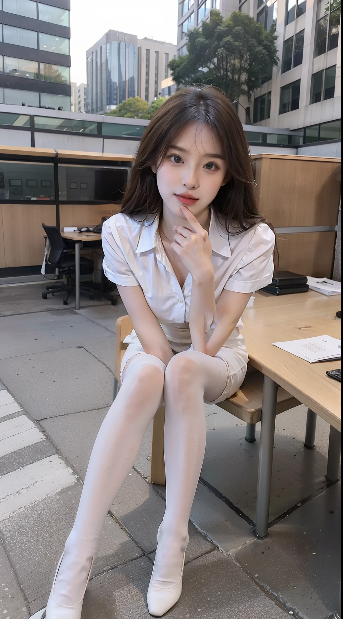 Sleeping on a desk, (((legs open)), school uniform, 14 years old, (wearing underwear), (exposing chest), see-through.