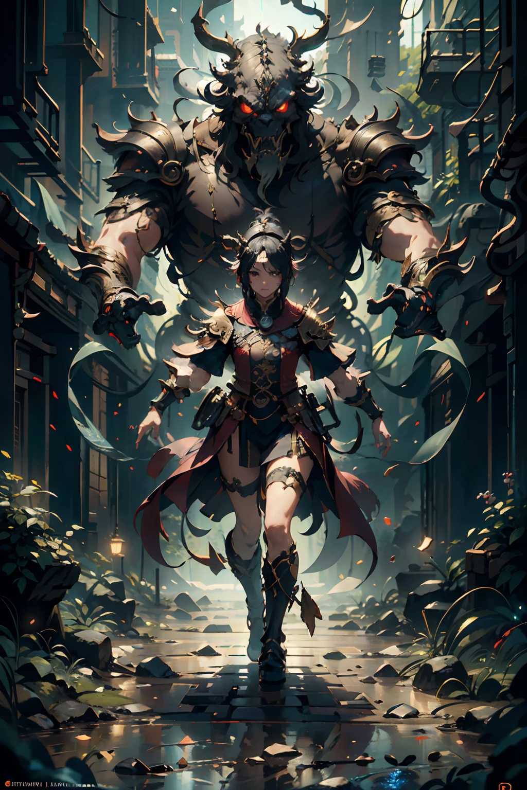 (clash:1.3), full body, Illustration, cinematic light, high resolution, best quality, ultra detailed, masterpiece,