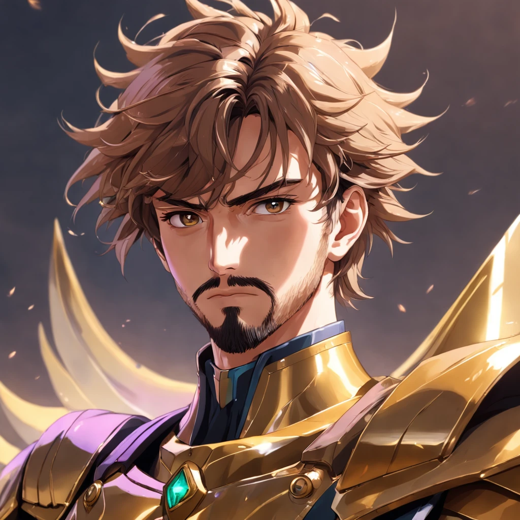 a bald man with a beard and Aries gold armor, estilo do anime Saint Seiya, rosto realista altamente detalhado, retrato de rosto detalhado realista, altamente_circunstanciado_rosto!!!, sharp high detail face, retrato altamente detalhado, Rosto realista e detalhes, rosto realista detalhado, retrato detalhado do caractere, rosto detalhado realista, sharp detailed face, retrato hiper detalhado, retrato hiper detalhe, rosto realista e detalhado