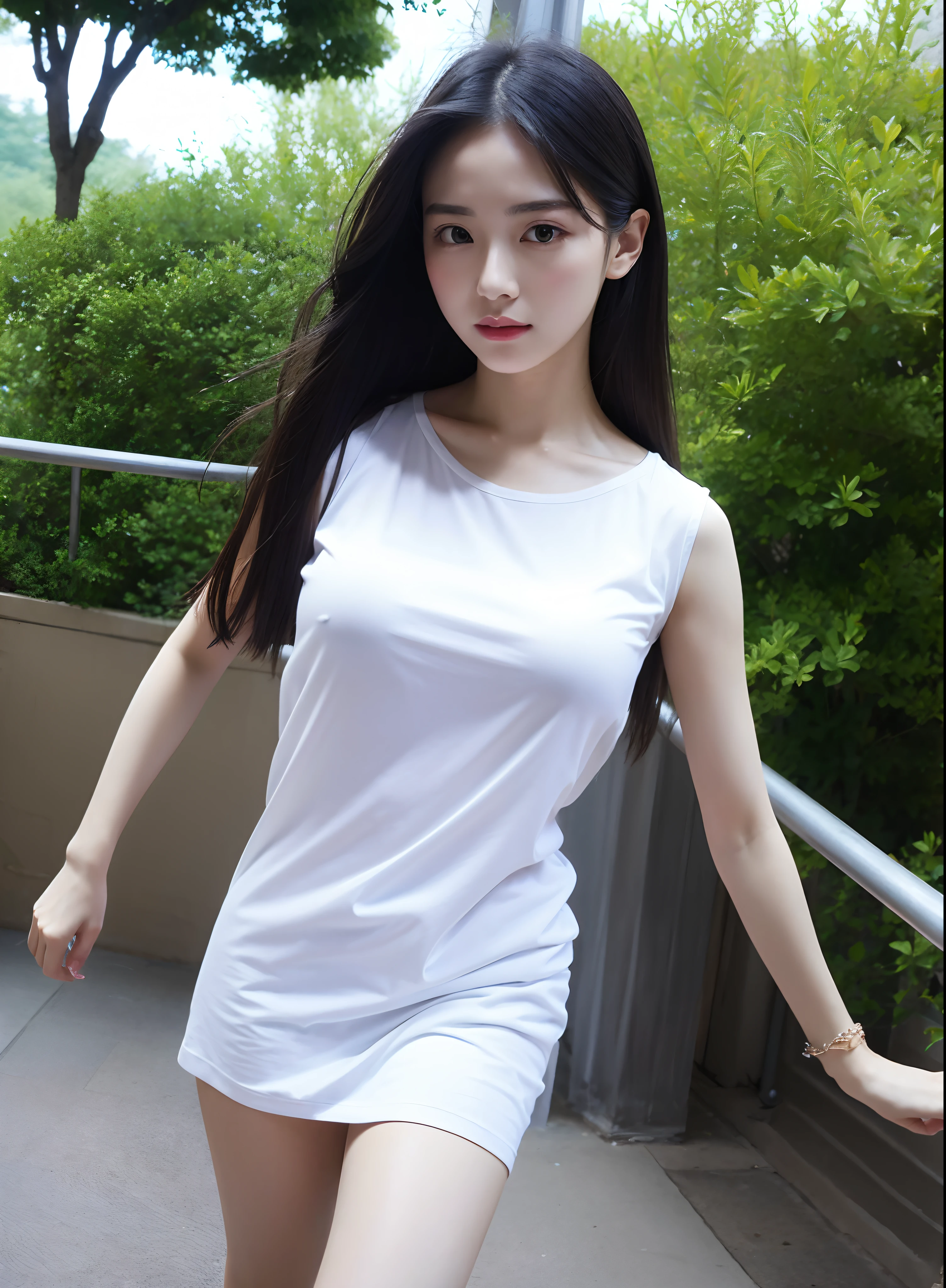 Highly detailed CG Unity 8k wallpaper, With the highest quality, super detailed, ​master piece, Realistic, photos realistic, Woman in bright white shirt standing under shower, jaw-dropping beauty、wearing translucent sheet, Young Pretty Gravure Idol,  game_nffsw, wearing a wet white short dress, Wet shirt, Smooth white tight clothes suit, covered in transparent cloth, realistic skin textures, shinny skin、