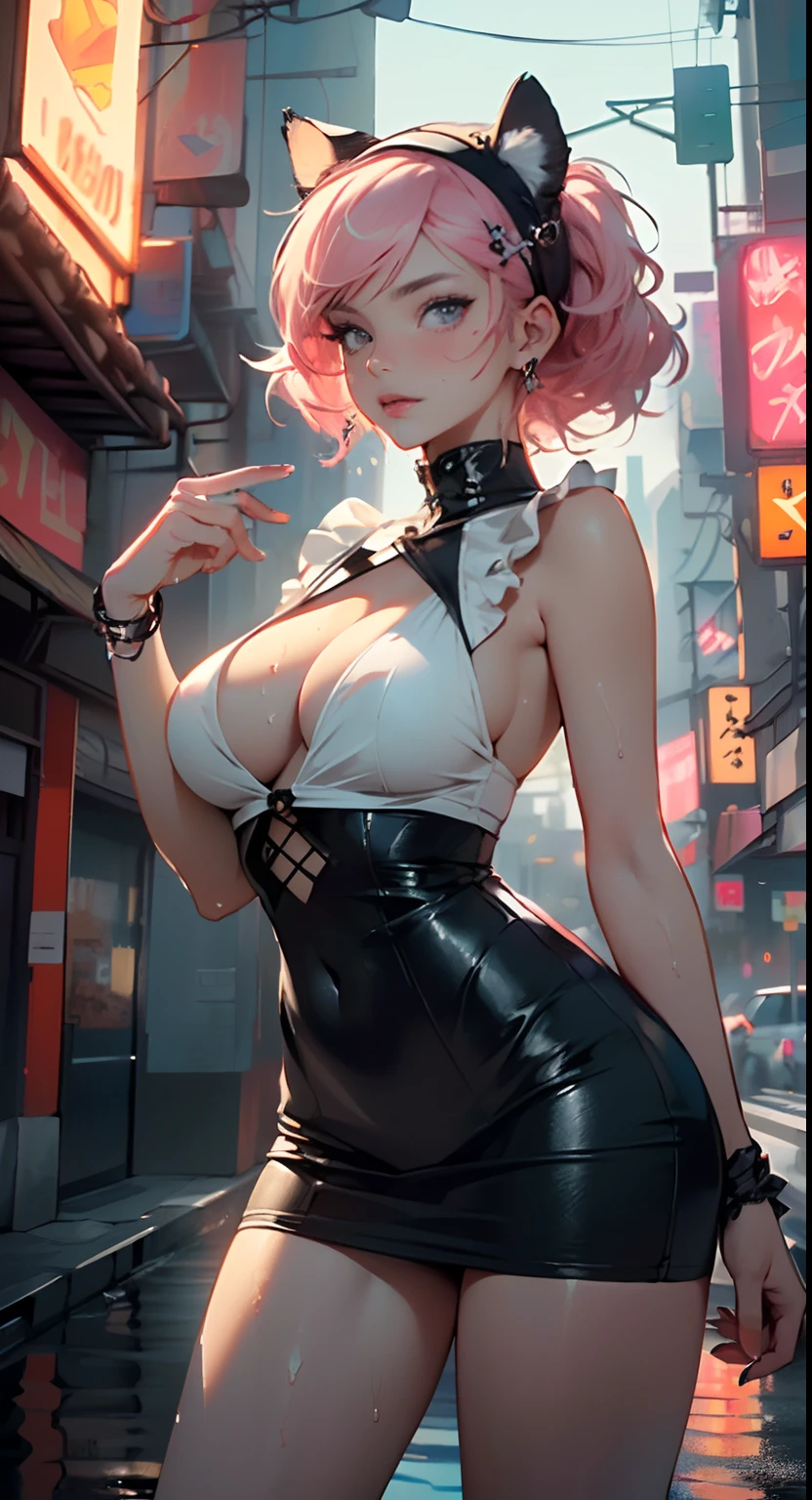 little maid cat girl,(((1girl))),(((little loli,small tiny body,petite))),(((6 years old))),((maid cat girl with extremely cute and beautiful pale pink hair)),(((cat girl,anthro furry cute,cat-girl))),(((tail,cat tail,cat ears,thin cat tail,cat ears on head,big cat ears))),

(large breasts:1.4),bountiful breasts,fluffy breasts,H cup bust,bust up,bulging bust top,(((pale pink messy hair:1.35,colored inner hair,messy hair,ear breathing))),((heterochromia:1.5,eye1 pink,eye2 yellow,perfect eyes,upturned eyes:1.3,beautiful detailed eyes,finely detailed beautiful eyes:1,big highlight on eyes:1.2,slanted eyes)),((fat)),(((lustrous skin:1.5,bright skin: 1.5,skin tanned,shiny skin,very shiny skin,shiny body,plastic glitter skin,exaggerated shiny skin,illuminated skin,wet legs))),(spider lower abdomen,narrow waist,wide hip,athletic body,inflated legs,detailed body,,human hands,(detailed face)),

cute,slutty,seductive,erotic,(((nsfw))),

(maid headdress),maid uniform,Headdress,(maid),sleeveless,mini skirt,cleavage cutout,bare legs,clothes with a lot of lace frills,((wet clothes,detailed outfit,detailed clothes)),

(dynamic pose:1.0),solo focus,happy,(centered,scale to fit dimensions,Rule of thirds),

((((cyberpunk city by the ocean,huge buildings,neon signs,puddles)))),stormy sky,threatening sky,dark clouds,((synthwave background theme,detailed background : 1.25)),((((night,nice lighting decorations,detailed architecture)))),

(best quality,high resolution,sharp focus,ultra detailed,extremely detailed,extremely high quality artwork,(realistic,photorealistic:1.37),8k_wallpaper,(extremely detailed CG 8k),(very fine 8K CG),((hyper super ultra detailed perfect piece)),flawless,(((masterpiece))),illustration,vibrant colors,(intricate),High contrast,Selective lighting,Double exposure,HDR (High Dynamic Range),Post-processing,Background blur,colors,(intricate),High contrast,Selective lighting,Double exposure,HDR (High Dynamic Range),Post-processing,Background blur,