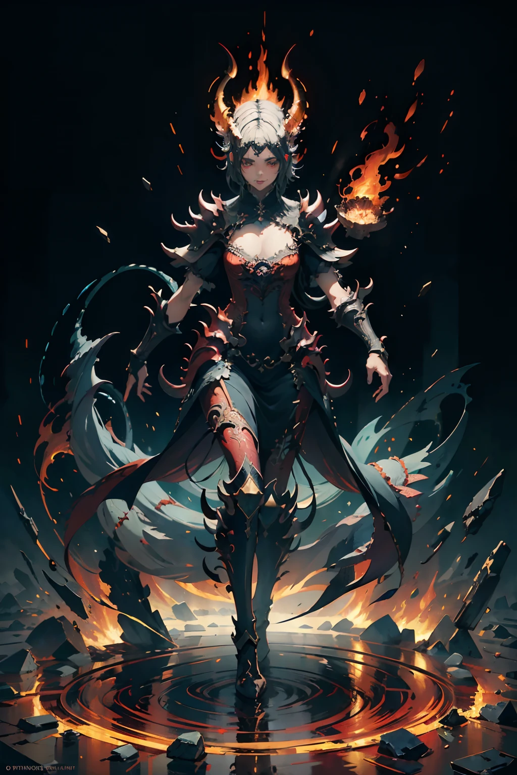 (hell fire:1.3), full body, Illustration, cinematic light, high resolution, best quality, ultra detailed, masterpiece,