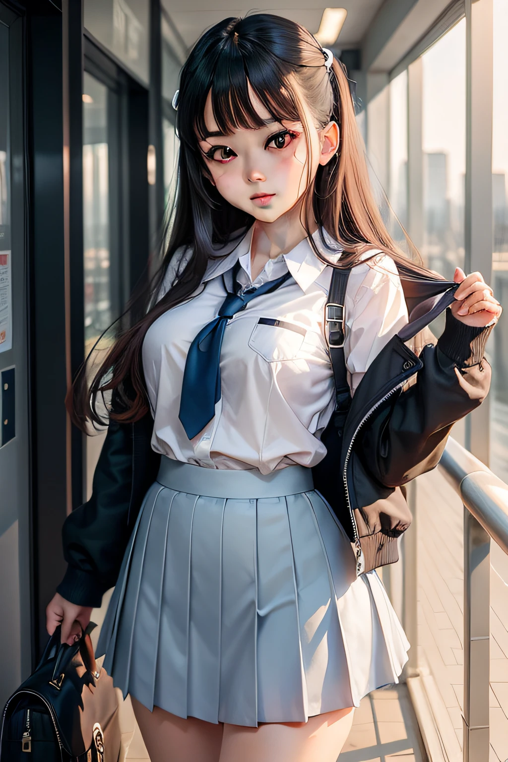 Pure cute school uniform short skirt girl