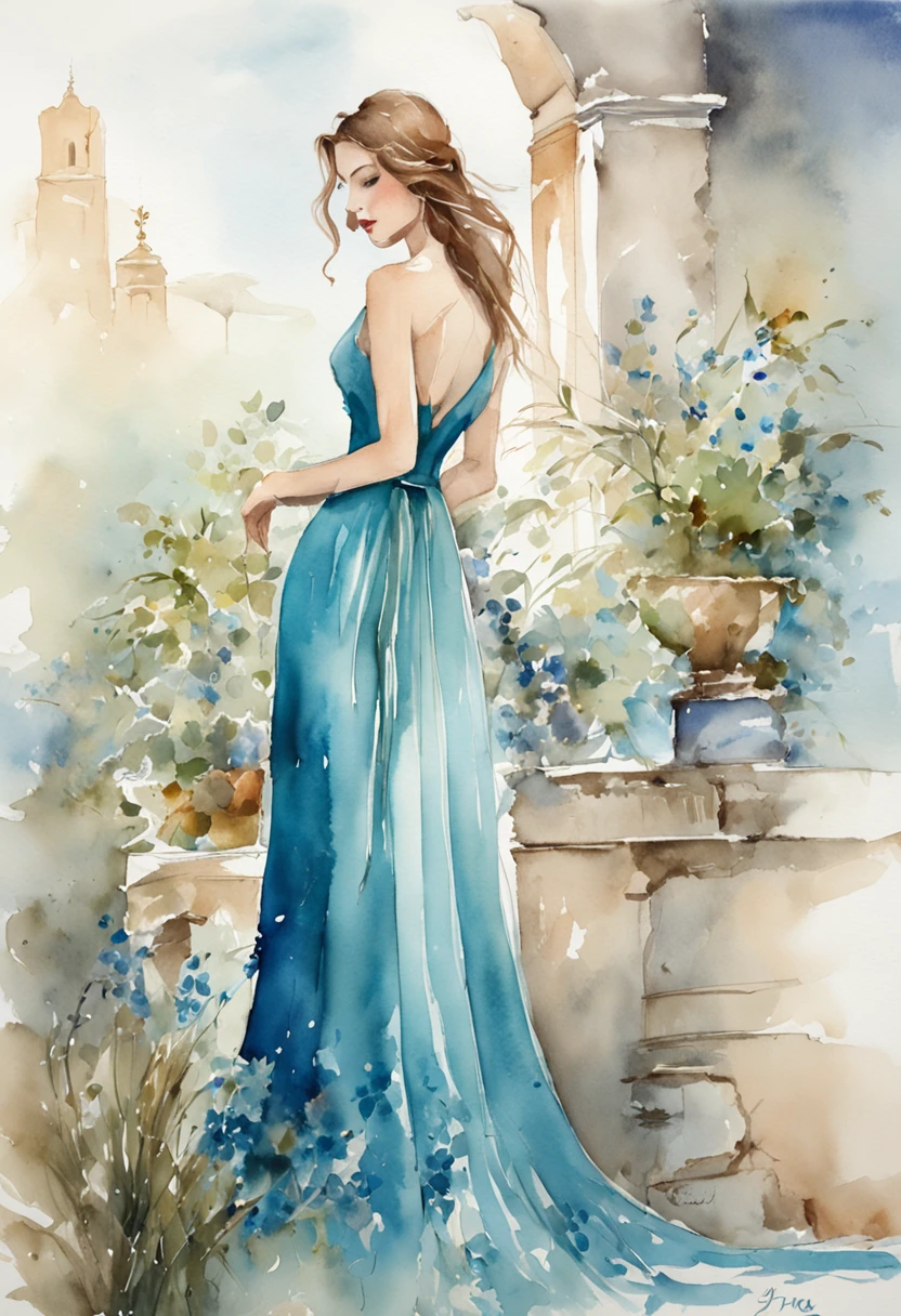 a woman in a blue dress standing in a room, icey blue dress, elegant dress, sky - blue dress, long blue dress, tulle and lace, wearing an elegant dress, light green dress, a blue dress, fantasy long intricate gown, belly free teal dress, with a thin waist, wearing an evening gown, turqouise