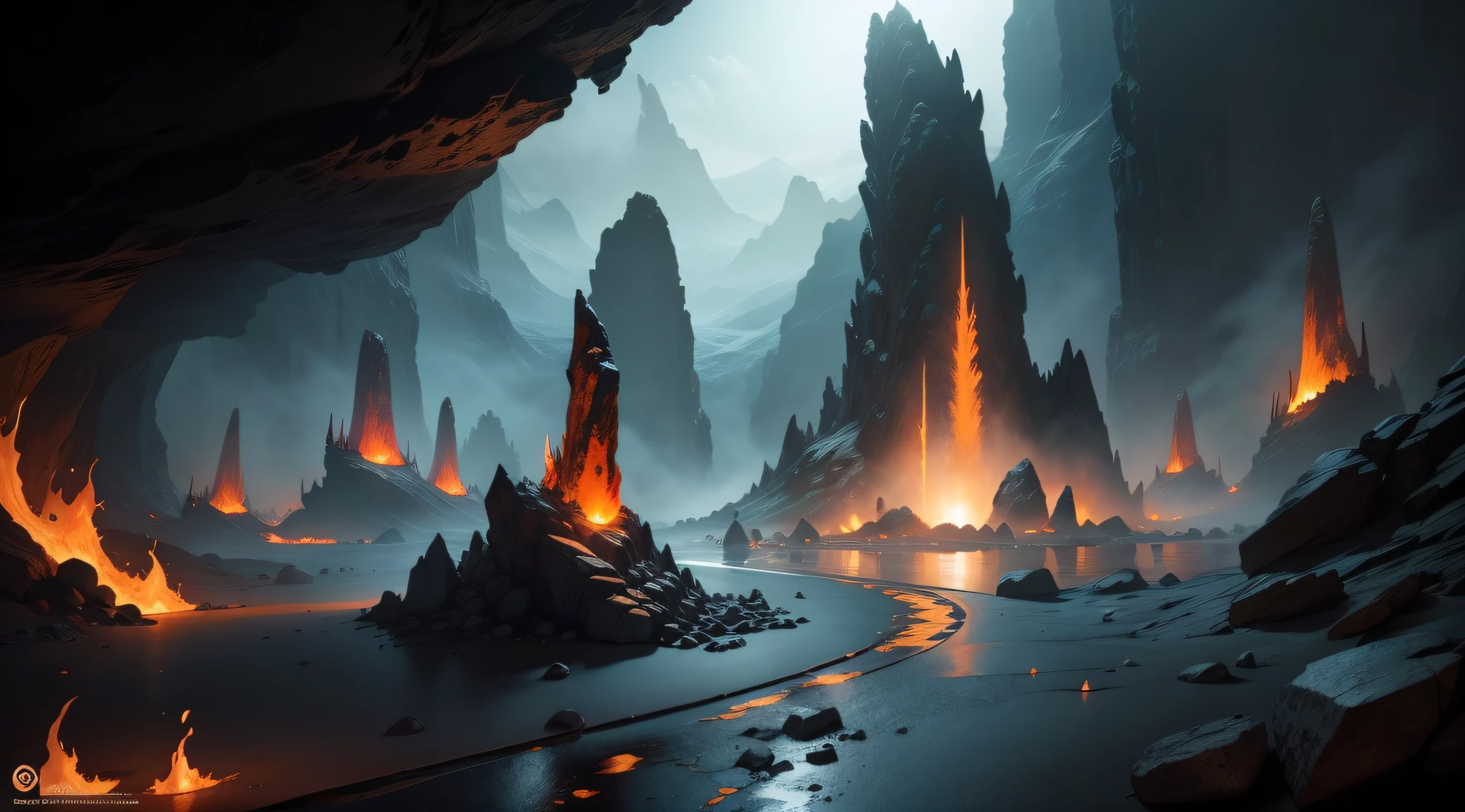 dragon cave lava floor concept art
