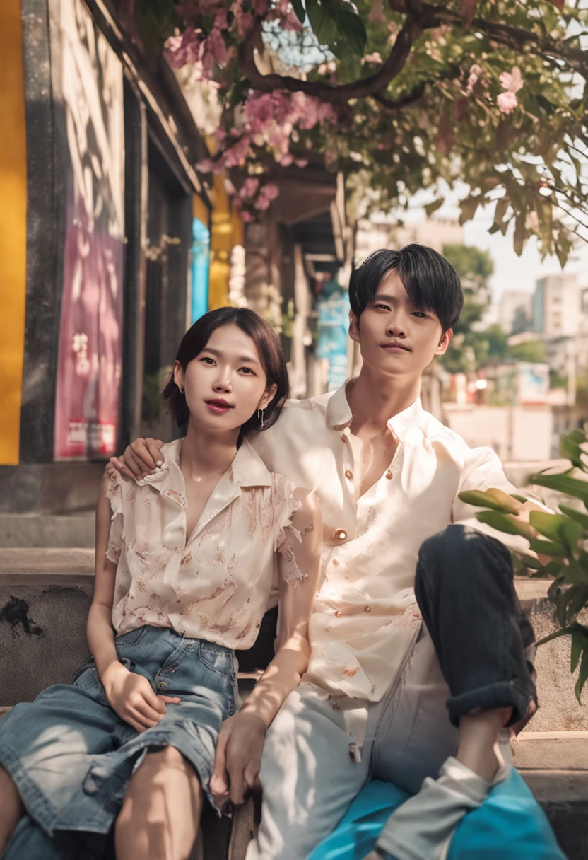 there are two people that are posing for a picture together, lovely couple, kda and sam yang, very very low quality picture, with her long, leaked photo, happy couple, ruan jia and fenghua zhong, facebook post, couple, ruan jia and brom, long distance photo, very very low quality, 8k selfie photograph