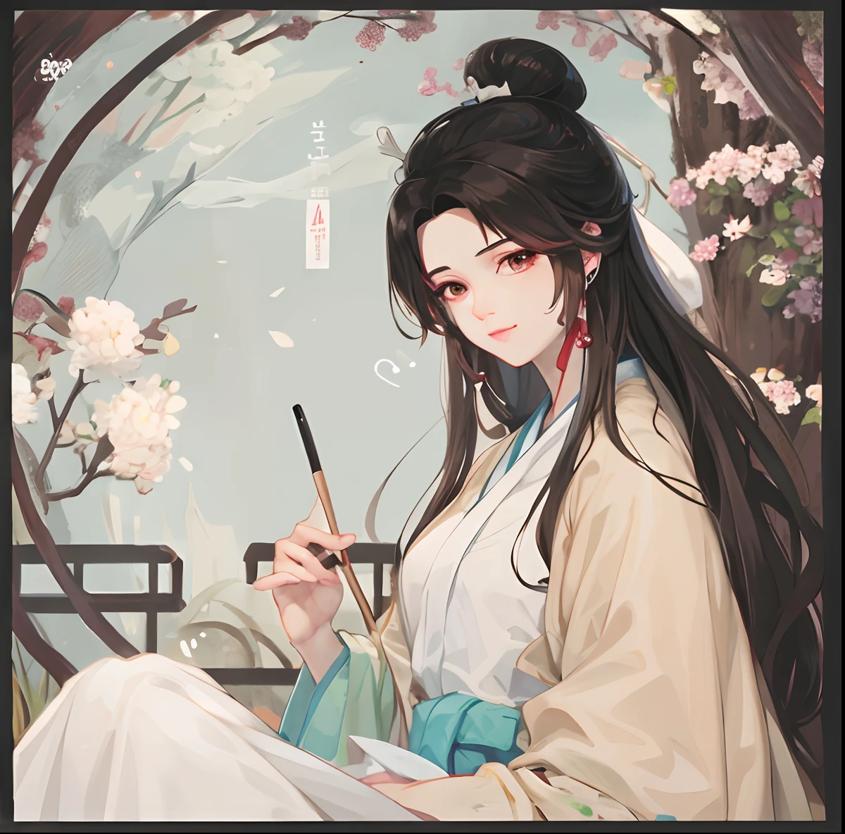 Hanfu,Hold a brush in hand,nerds