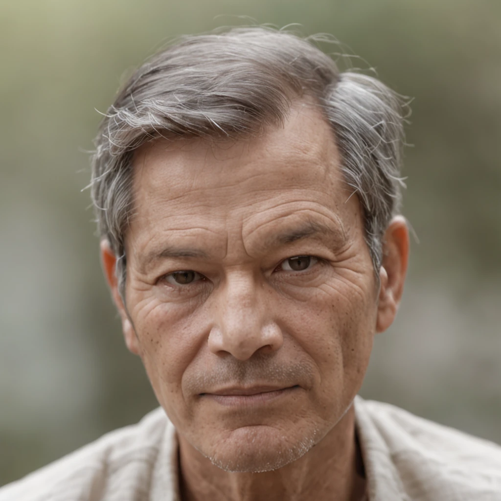 50-year-old man with calm look and wise appearance