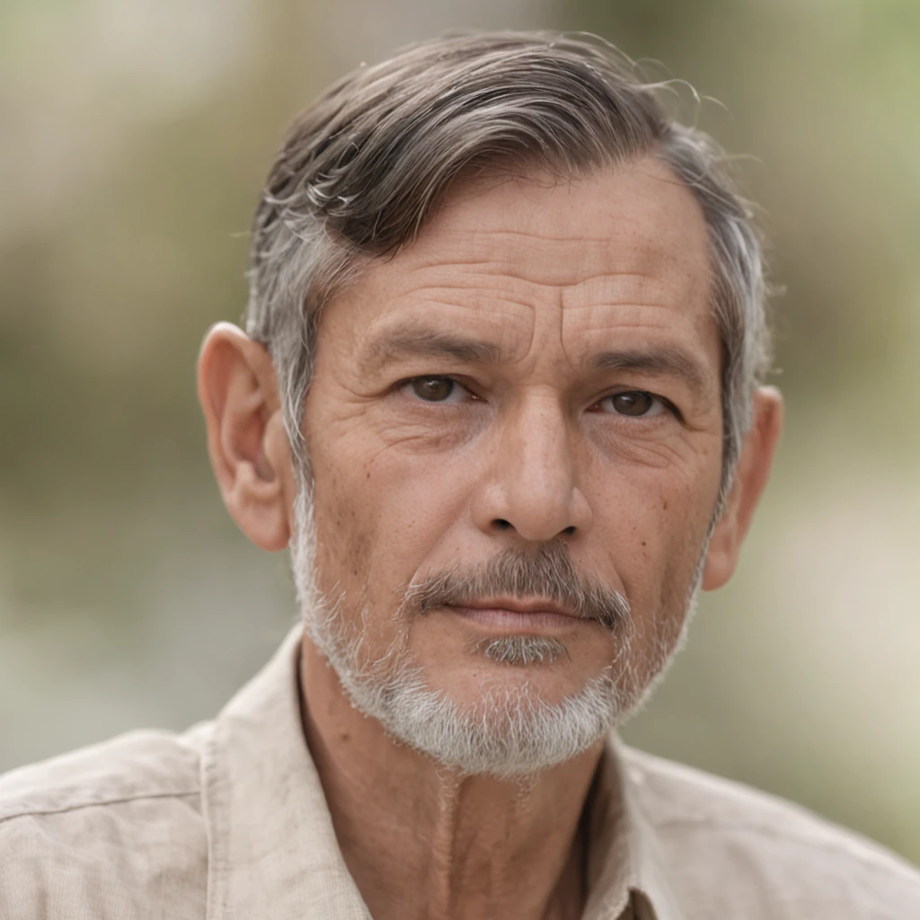 50-year-old man with calm look and wise appearance