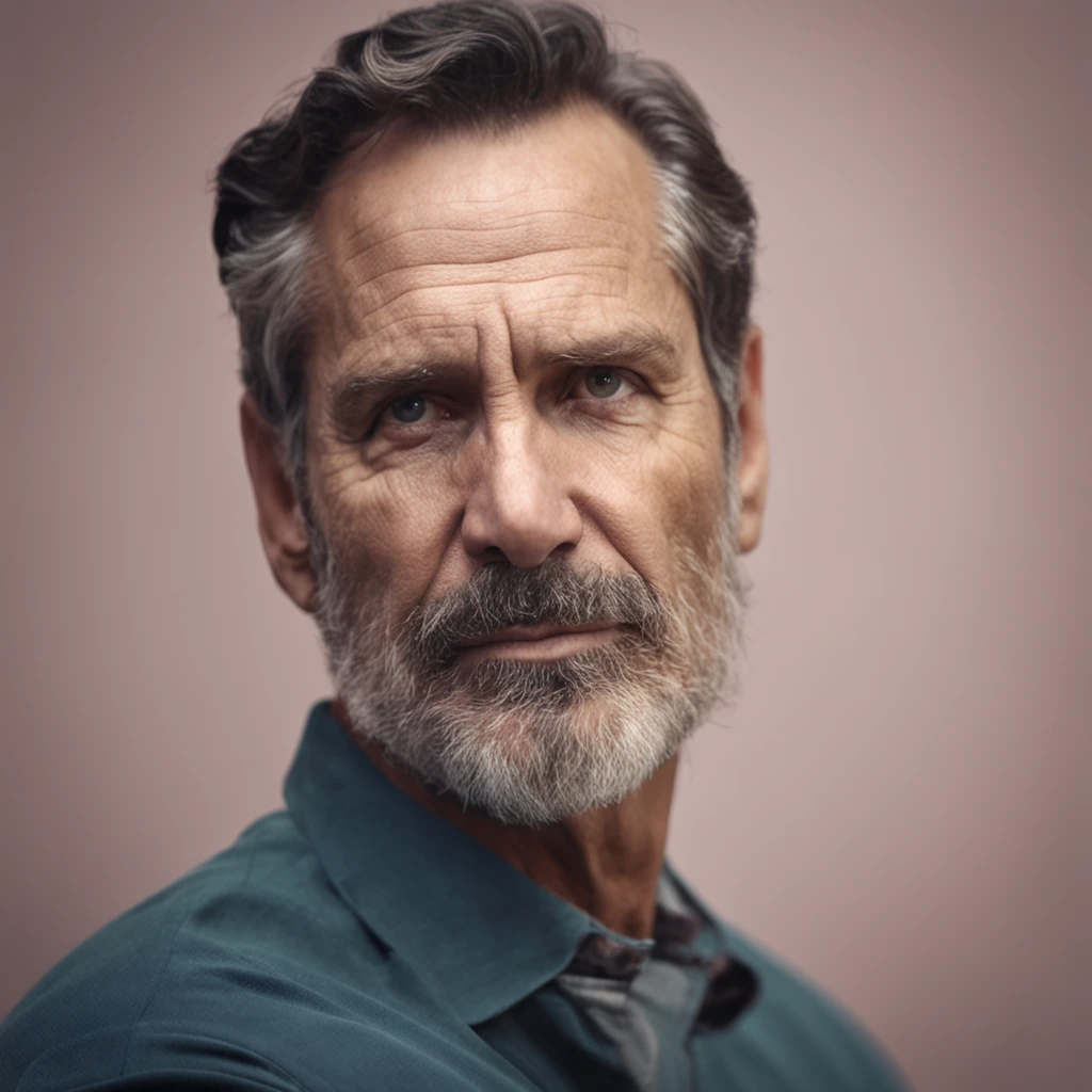 50-year-old man with calm look and wise appearance