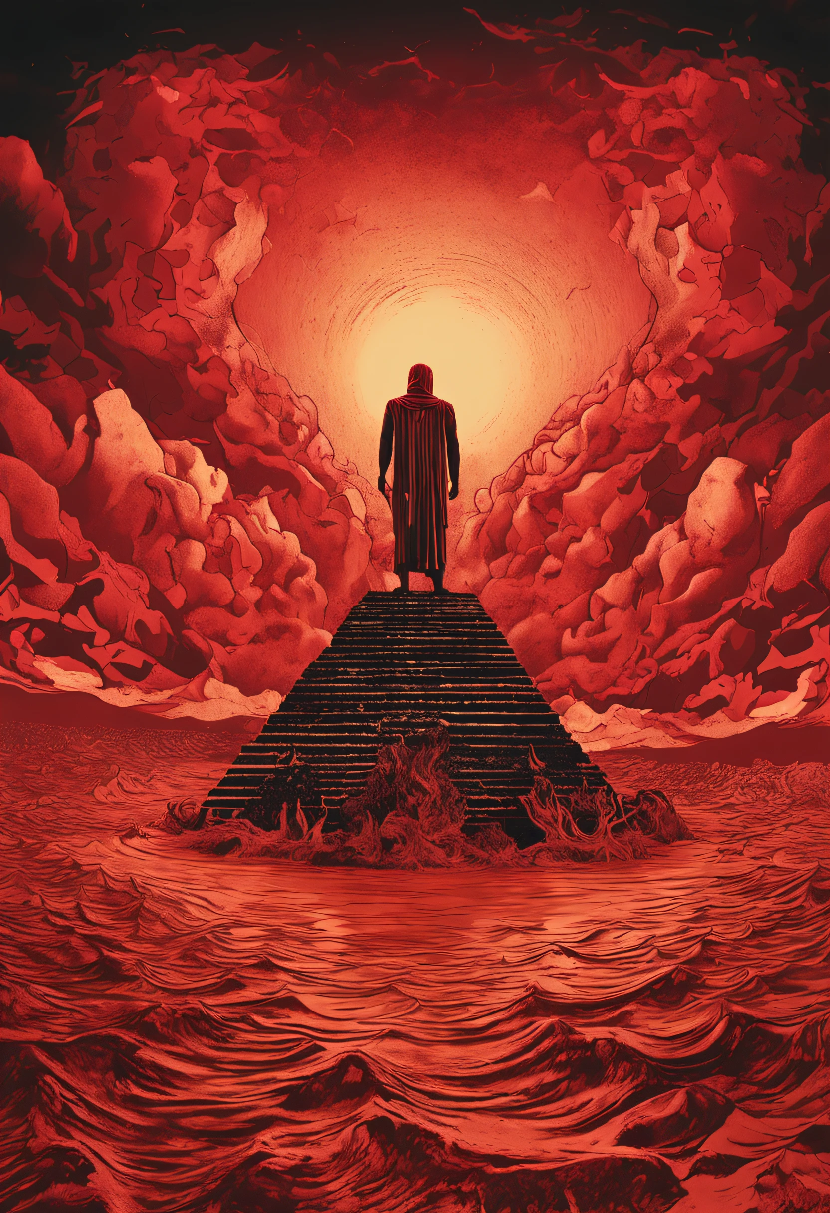 "Obra-prima surrealista. qualidade excepcional. detalhes surpreendentes. Surreal CG rendering of a money in the hand of a dark red lord of a man with money in his hand in hell covered in flames rising above a lake of fire surrounded by red clouds, auto-iluminado |, dentro do inferno e nevoeiro em tons luminosos, celestial lighting, cosmic enlightenment, Experience the fusion of abstract and realistic elements. cores vibrantes e contrastantes. Atmosfera misteriosa. There will be the pyramids of Egypt in the background Surrealist technique in the representation of objects and figures. Organic textures and shapes. Dreamlike inspiration. Amazing composition and perspective. Enter a surreal world full of surprises and emotions."