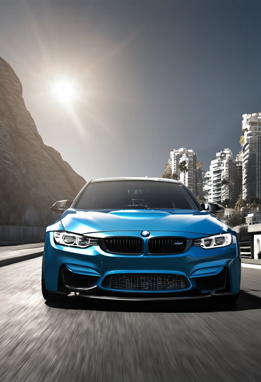 bmw stock m3 jahre f80 ,color macao blue, on the road, cliff, sunny, ocean, ultra realistic, image,Shadows, Rough, Ray Tracing Reflections, Lumen Reflections, Screen Space Reflections, GB Displacement, Scan Lines, Ray Traced, Ray Tracing Ambient Occlusion, Anti-Aliasing, FKAA, TXAA, RTX, SSAO, Shaders, OpenGL-Shaders, GLSL-Shaders, Post Processing, Post-Production, Cel Shading, Tone Mapping, CGI, VFX, SFX, insanely detailed and intricate, hypermaximalist, elegant, hyper realistic, super detailed, dynamic pose, photograph, cinematic, reflections, hyper-detailed --v 4