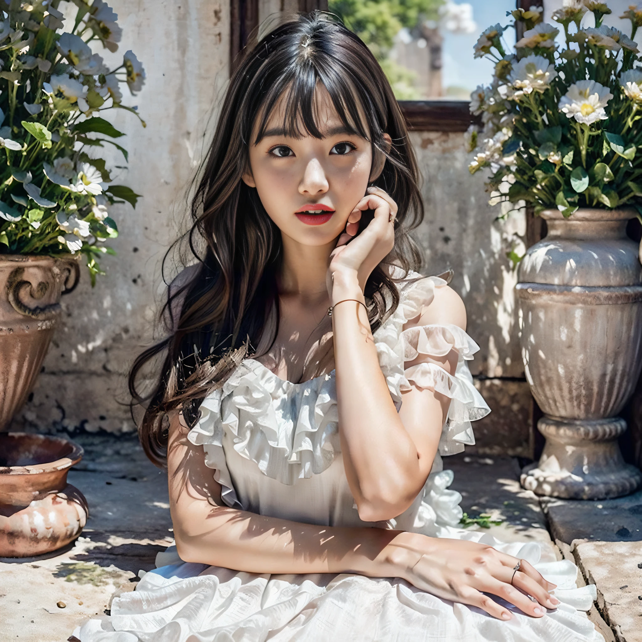 See-through ruffled dresses