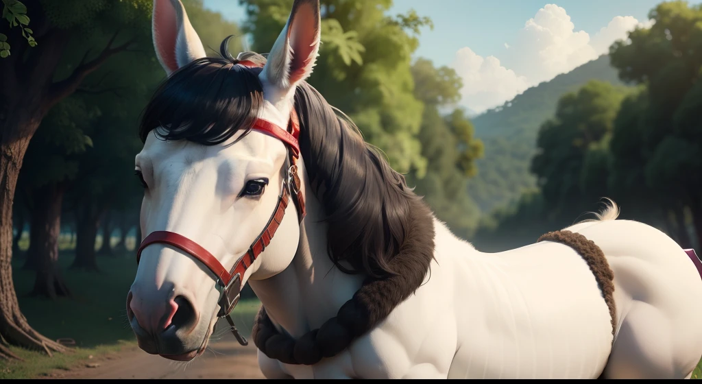 um animal parecido com cavalo mas que sechama burro, esta no campo