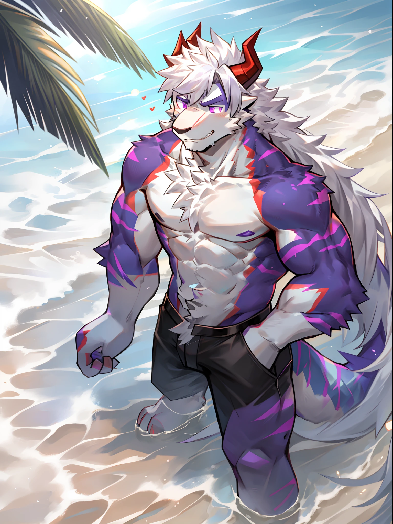 ((cel-shading, portrait, low angle, bright beach background, light color palette, global lighting)), 1boy, abs, bara, bare shoulders, suspended in midair, (black hair, body hair, copious luxuriant bushy far-reaching black chest hair, bushy black fur all over chest, hairier chest than possible), clothing cutout, cuffs, dark skinned male, thick facial hair, handcuffs, jewelry, large pectorals, (long bushy black sideburnale focus, mature male, medium hair, slim, muscular, muscular male, navel, pectorals, short hair, sideburns, solo, stomach, stubble, thick thighs, bubble butt, (((naked, tentacles combing his pubic-hair, tentacles rubbing his pubes, tentacle attack, restrained with tentacles, legs bound with tentacles, sitting on tentacle, tentacle rubbing his perineum and butt-crack))), thighs, tight, watch, ((wolf, wolf tail, huge hairy groin, pubes, pubic hair, happy-trail, treasure-trail, copious luxuriant bushy far-reaching black nether-hair, very hairy snatch, landing strip covered in pubic-hair, pubic hairy perineum, bushy tush)), expression of ecstasy, passionate gaze, wincing with pleasure