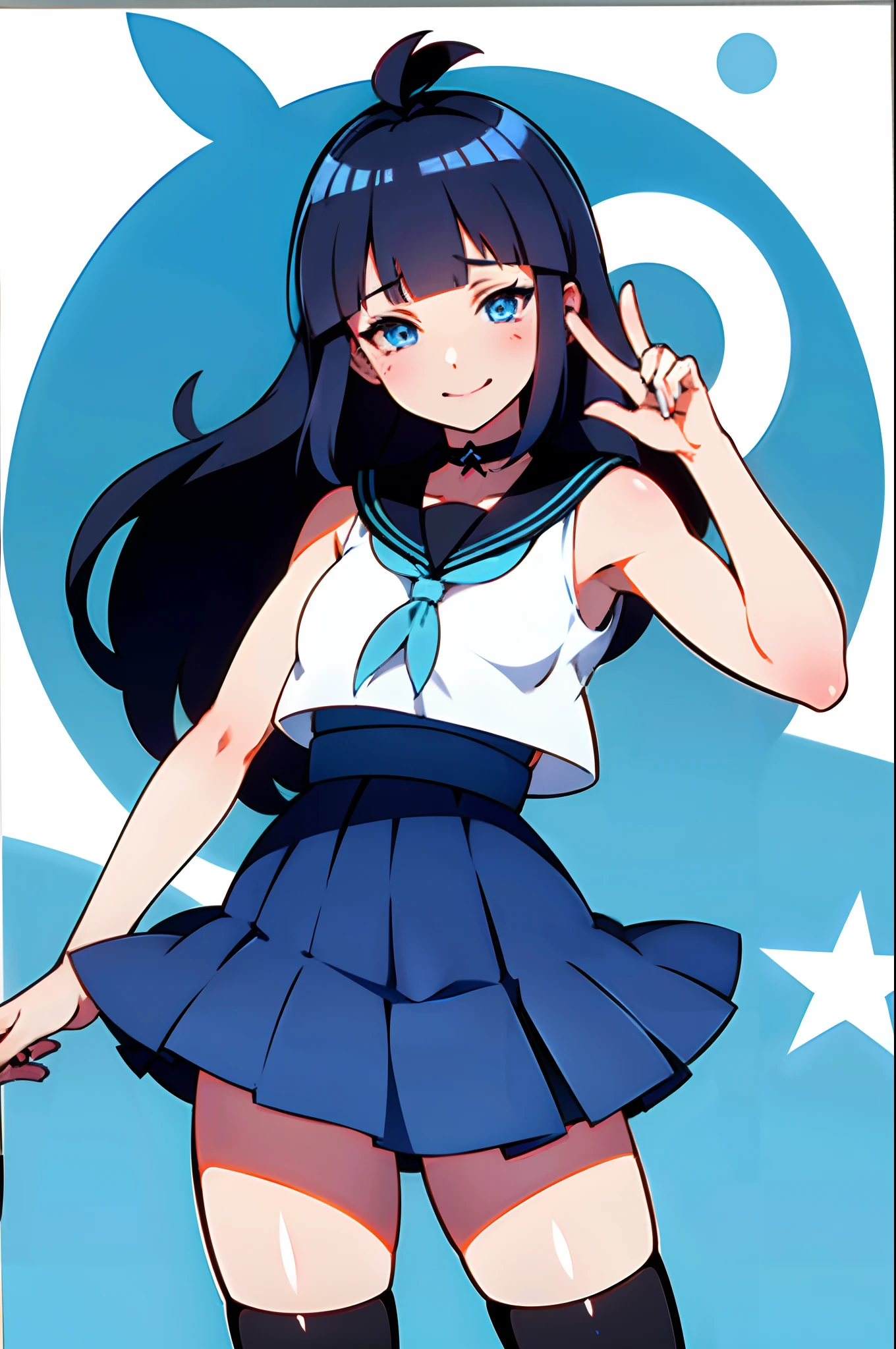 Anime girl in a sailor outfit with a blue bow and a white shirt - SeaArt AI