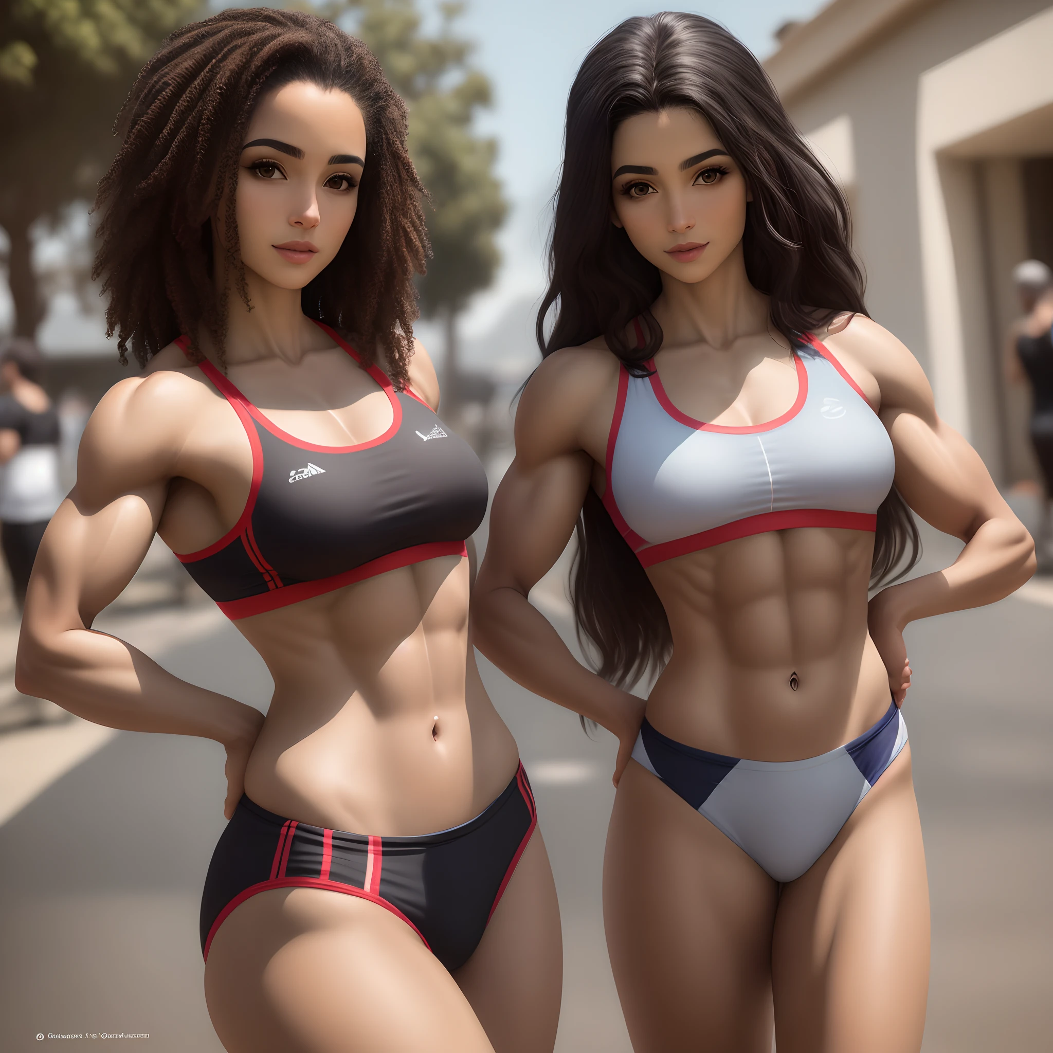 Foto realista, garota magra, fitness, pele branca, cabelo negro liso, longo e solto. With traces of Arab descent.